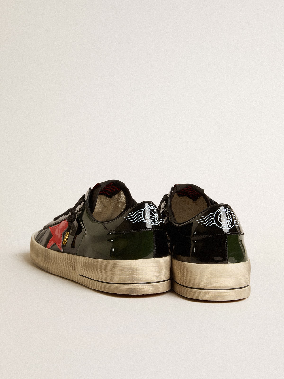 Men's Stardan LAB in black and green patent leather with orange star