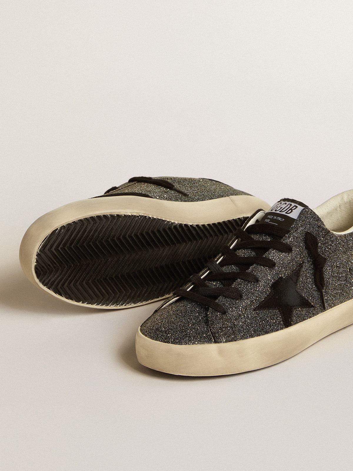 Women's Super-Star in black Swarovski crystals with black suede star