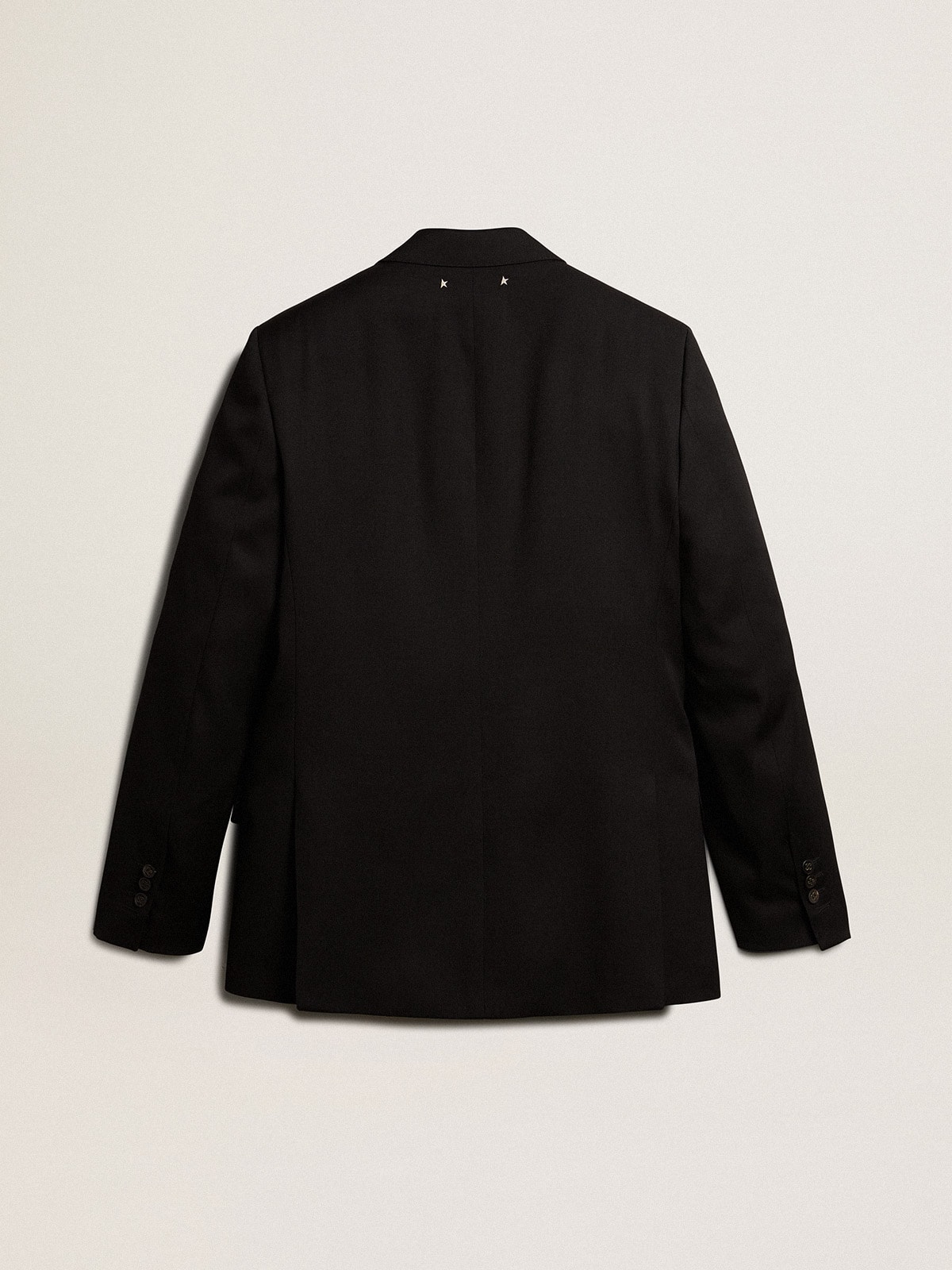 Men's black double-breasted blazer with button fastening