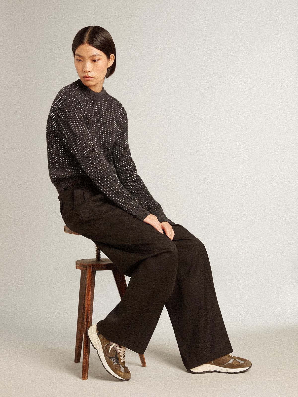 Women's Dad-Star in suede and mesh with black leather star and heel tab