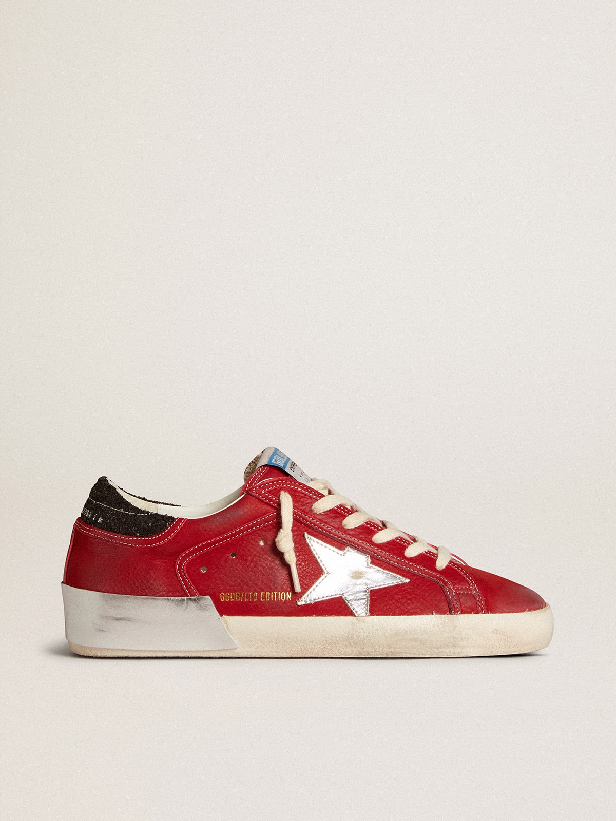 Women's Super-Star LTD in red nubuck with leather star and glitter heel tab