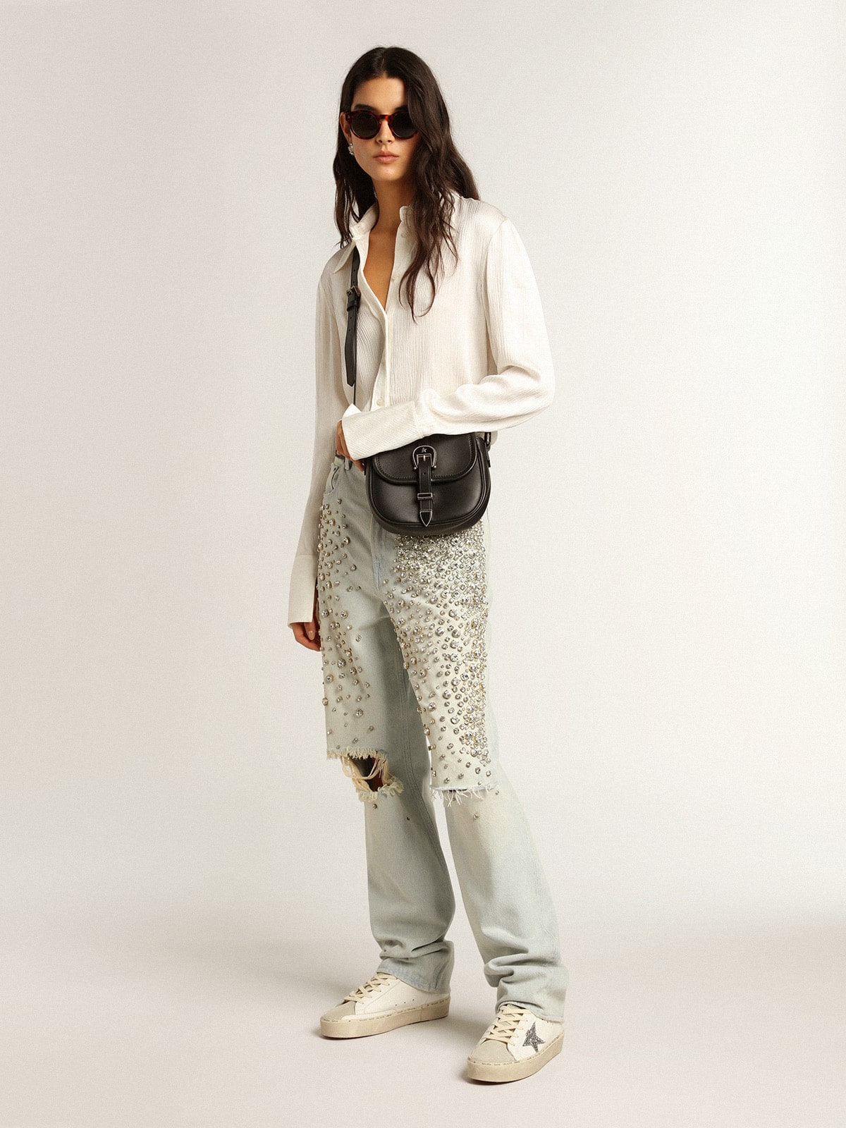 Women's Hi Star with silver glitter star and dove-gray nubuck heel tab