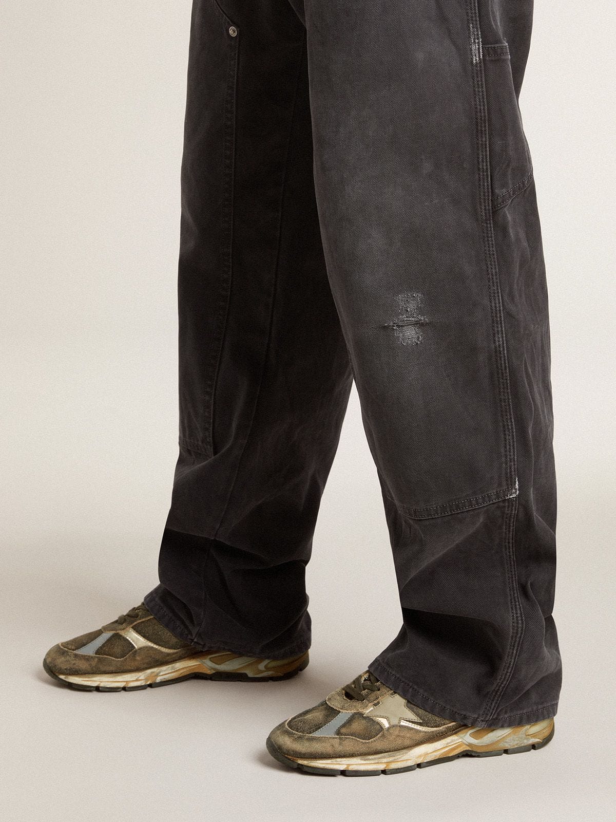 Women's Dad-Star in suede and nylon with khaki leather star and heel tab