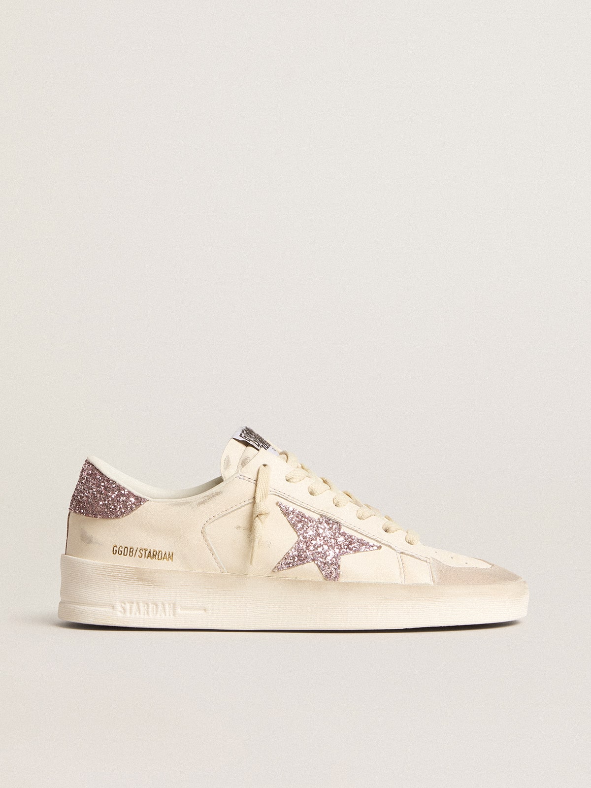 Women's Stardan in nappa and suede with pink glitter star and heel tab