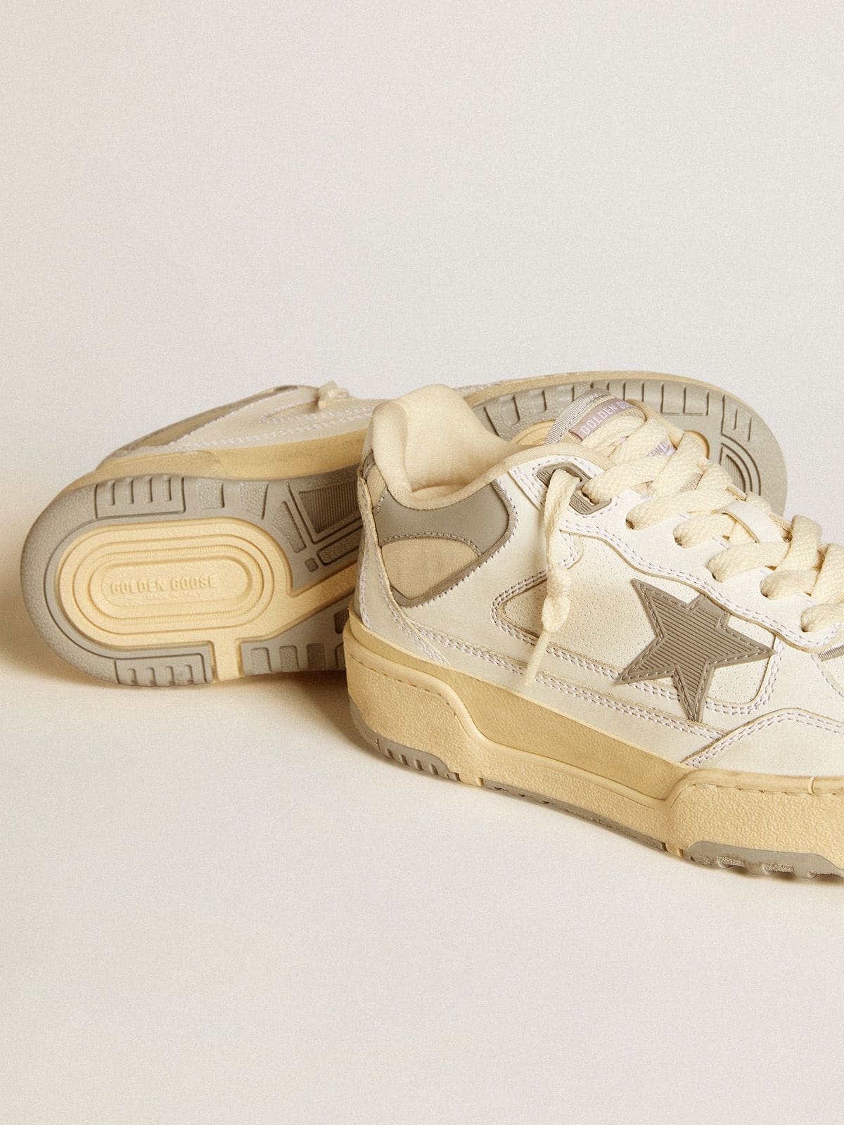 Women's Forty2 with grey star and white leather heel tab