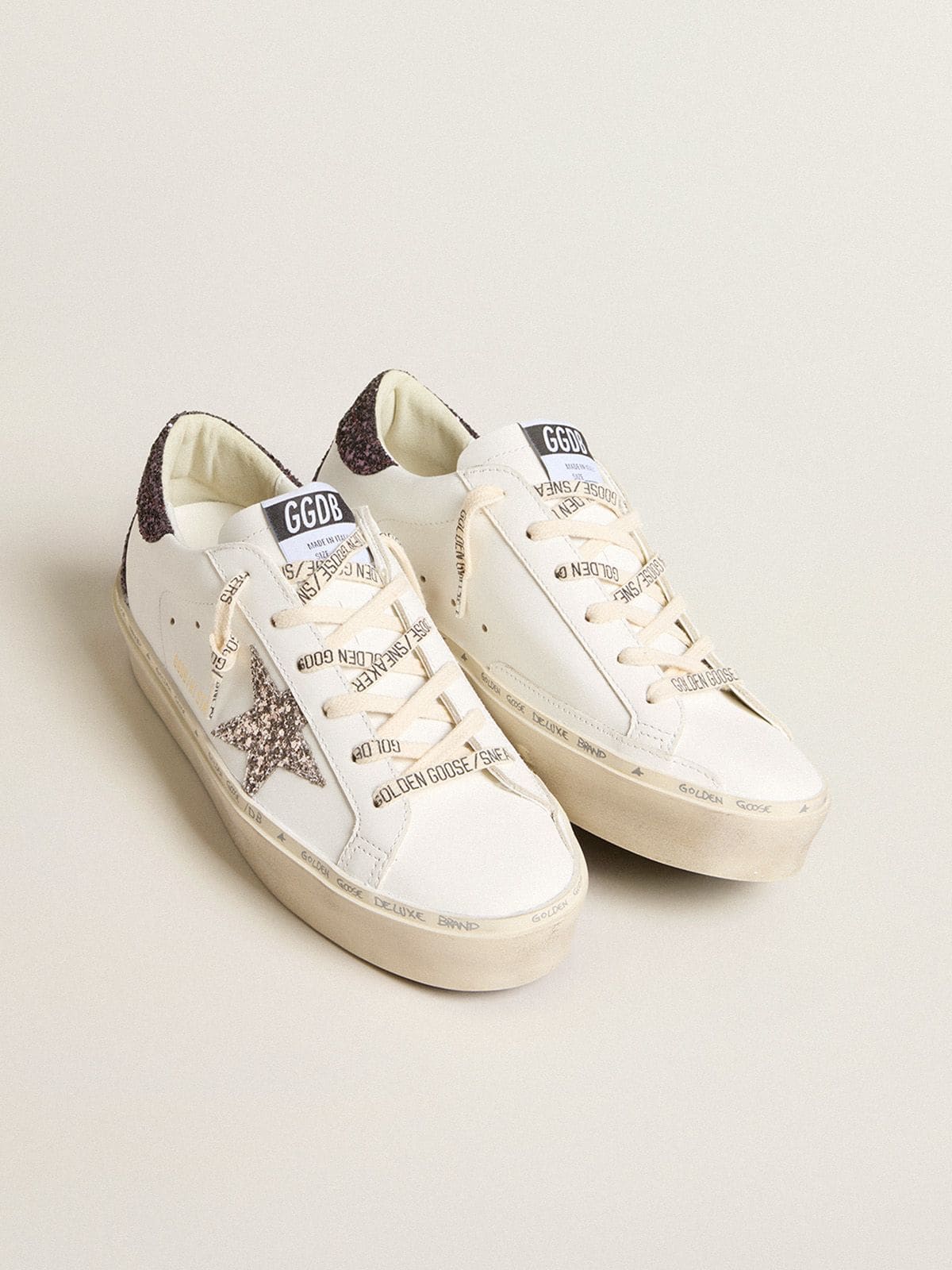 Women's Hi Star with silver glitter star and ruby red glitter heel tab
