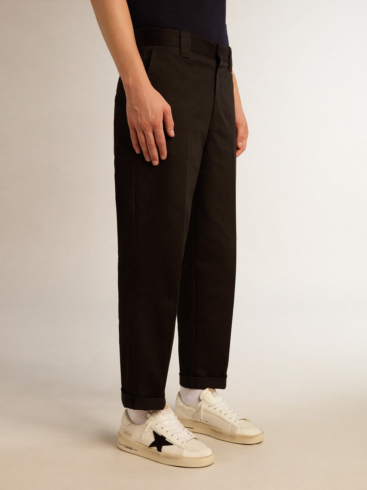 Men's black cotton chinos
