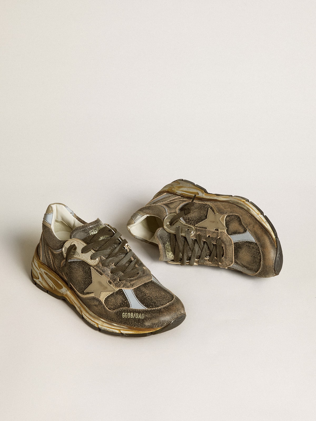 Women's Dad-Star in suede and nylon with khaki leather star and heel tab