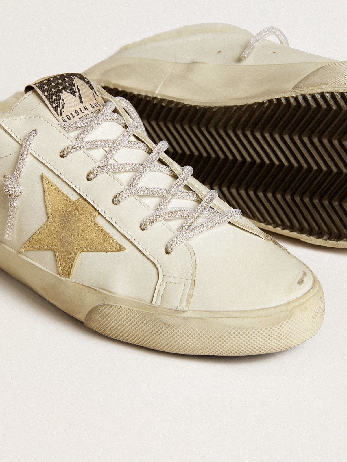 Women's Super-Star Sabots with gold suede star and shearling lining