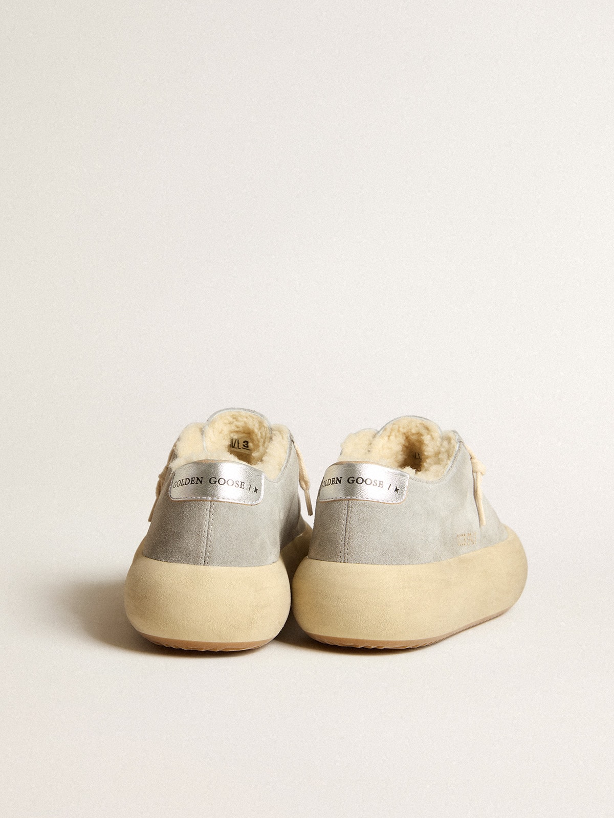Women's Space-Star shoes in ice-gray suede with shearling lining