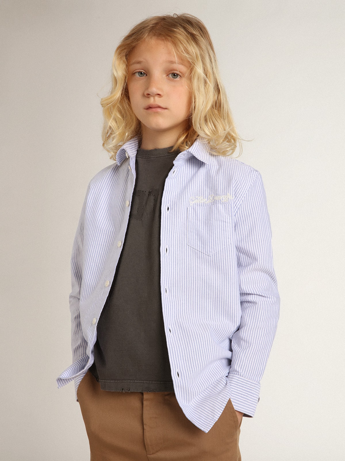 Boys' shirt with light blue stripes