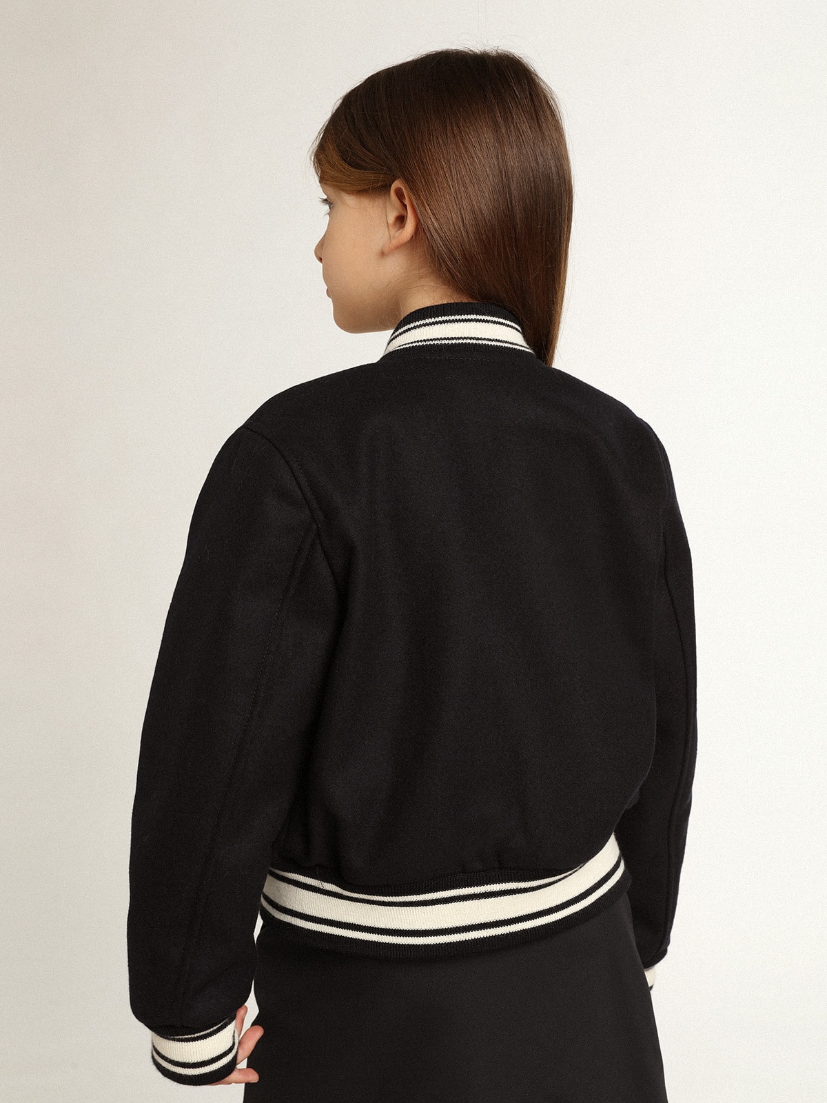 Boys' bomber jacket in dark blue wool
