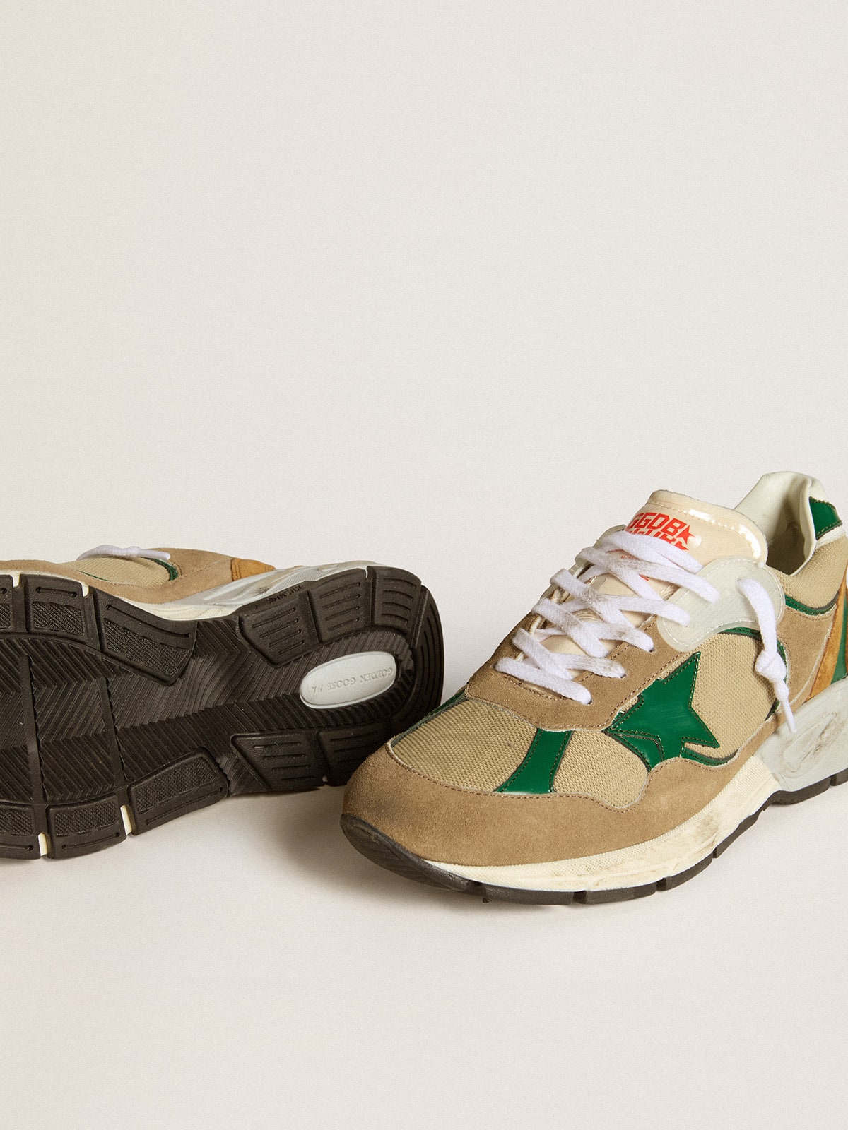 Women's Dad-Star LAB in nylon with green leather star and suede inserts