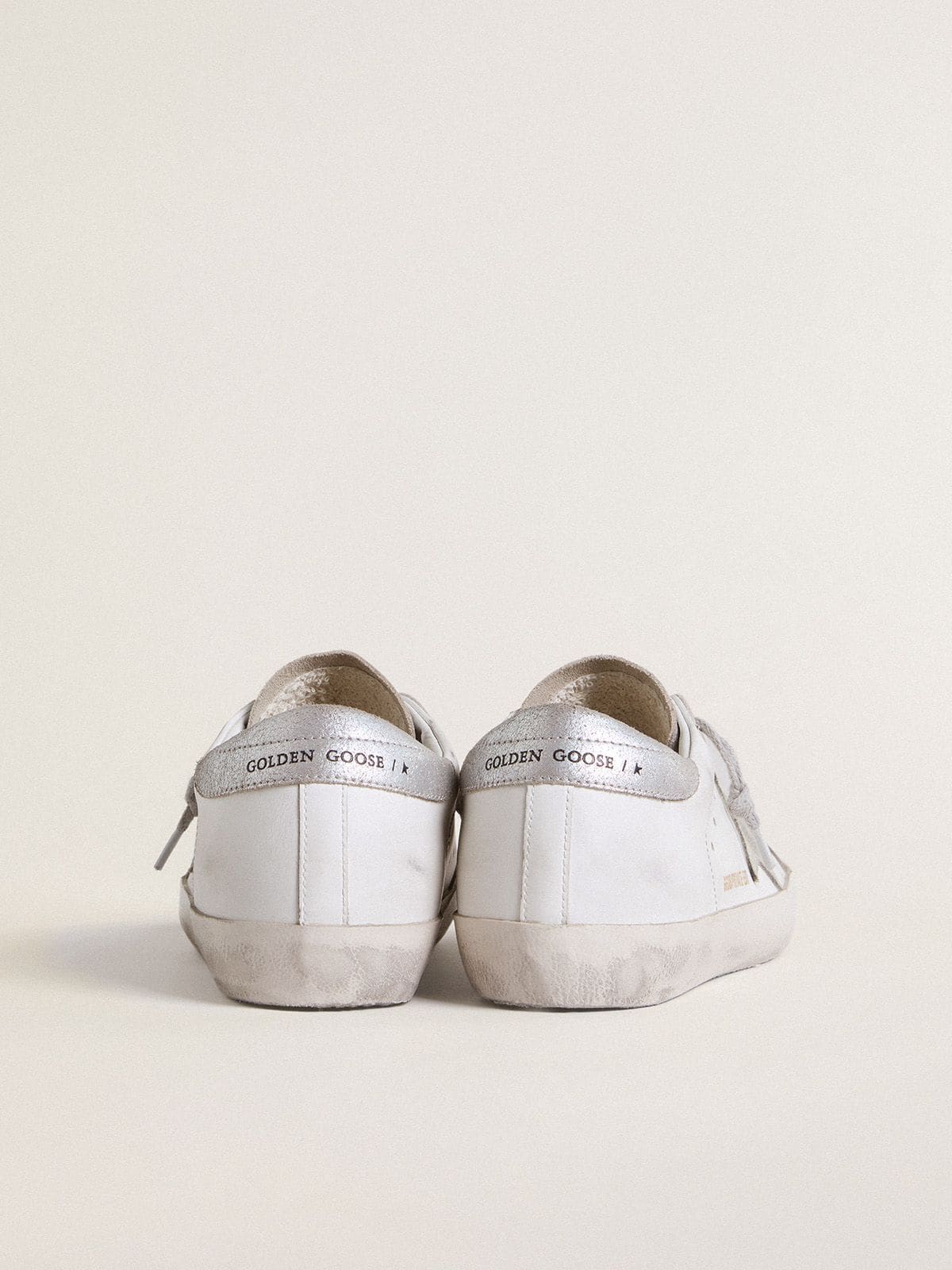 Women's Super-Star with gray suede star and silver glitter inserts
