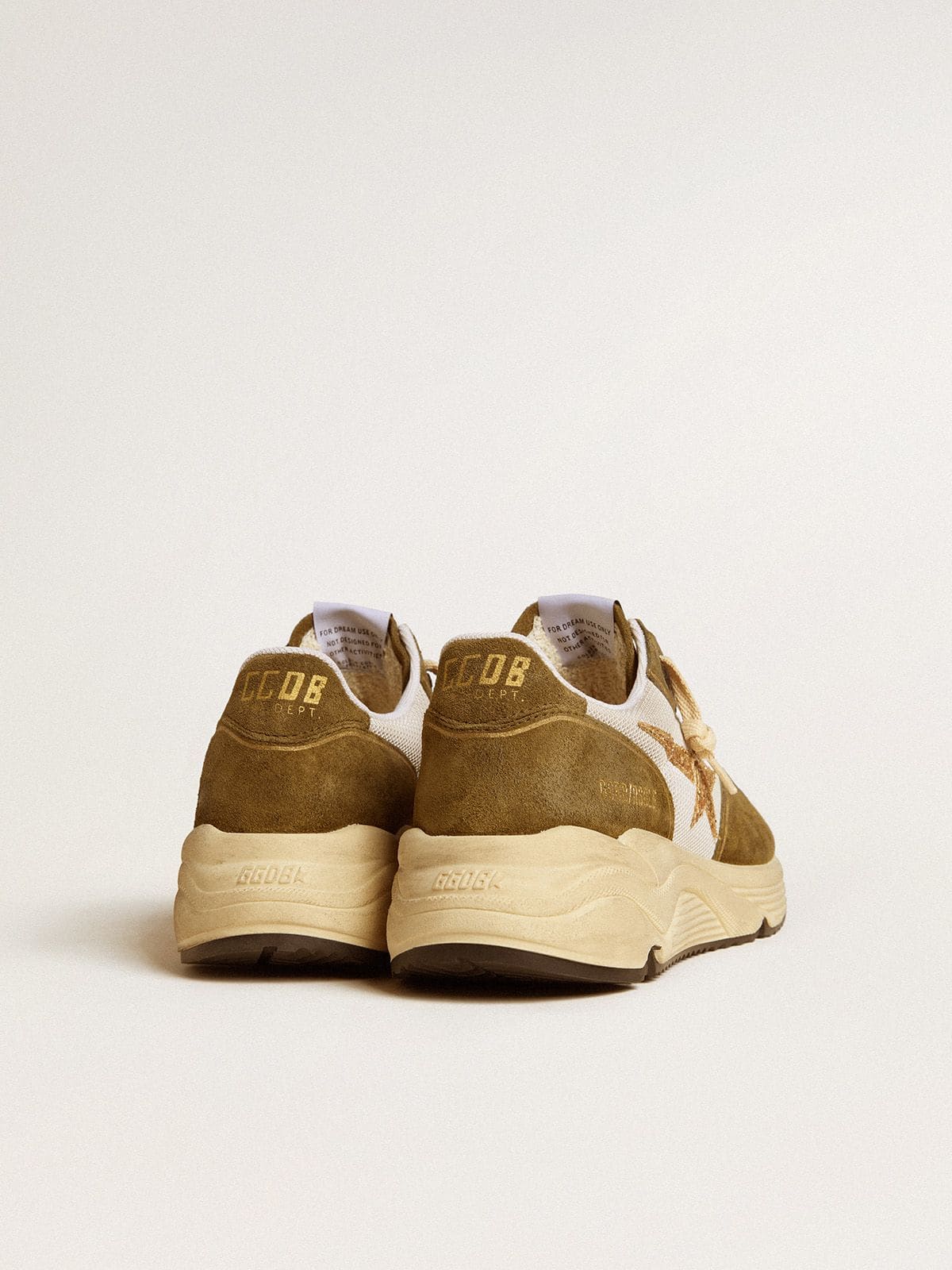 Women's Running Sole in brown suede and mesh with gold glitter star
