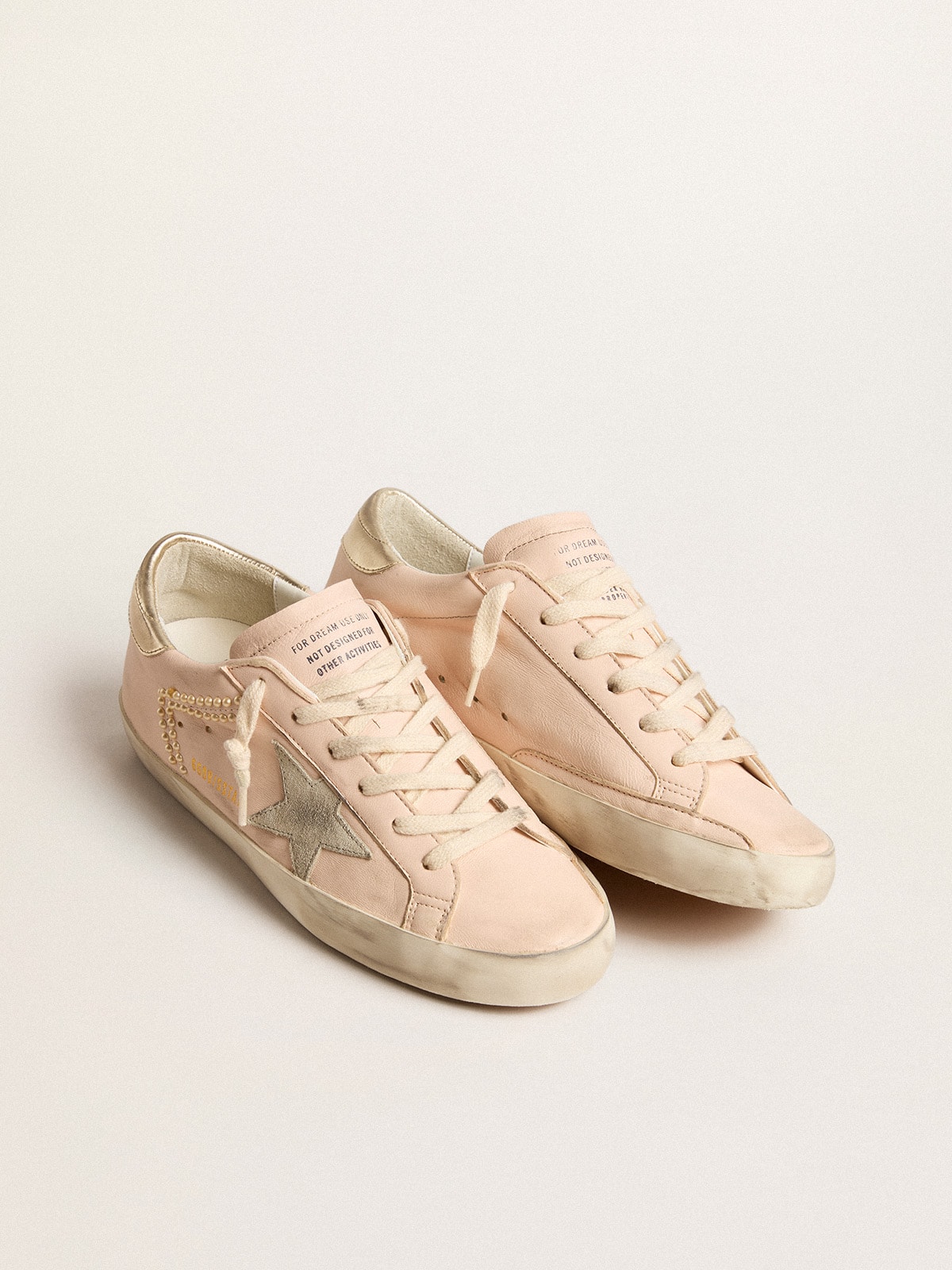 Women's Super-Star in pink nappa with ice-gray star and platinum heel tab