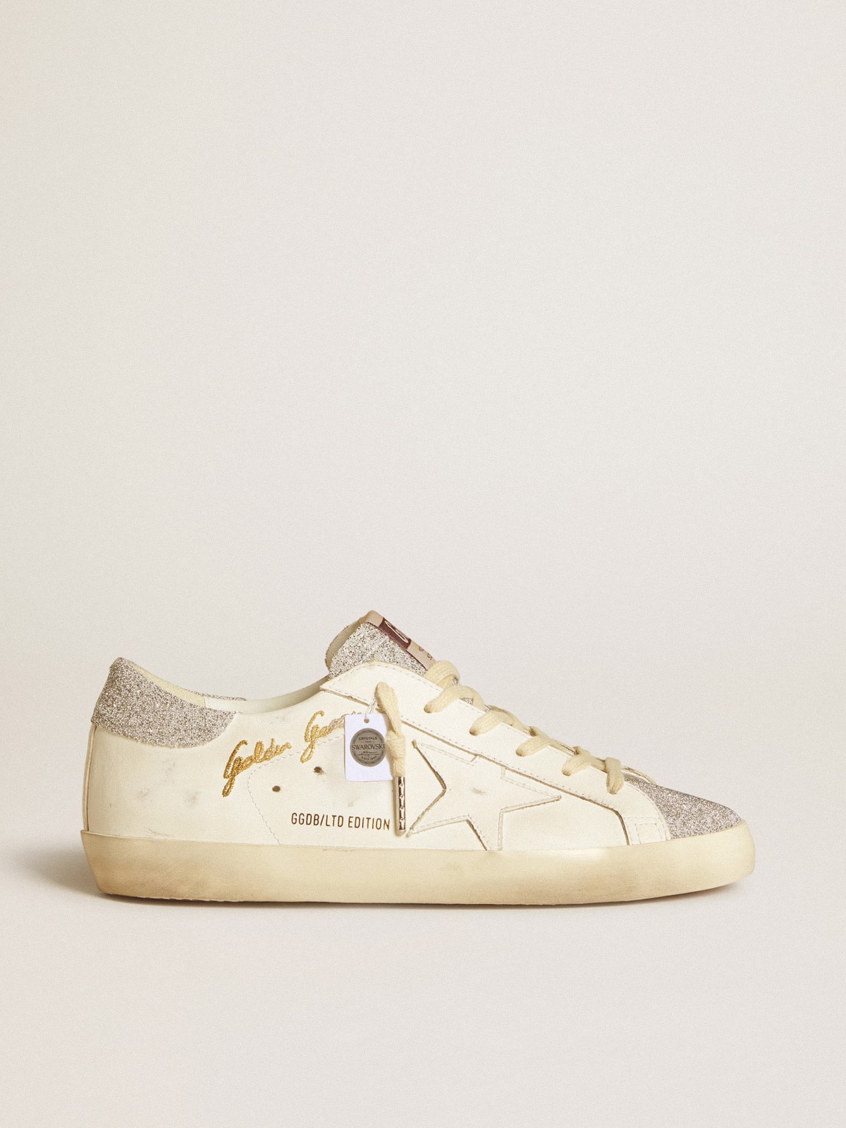 Women's Super-Star LTD in white leather with Swarovski micro-crystal inserts