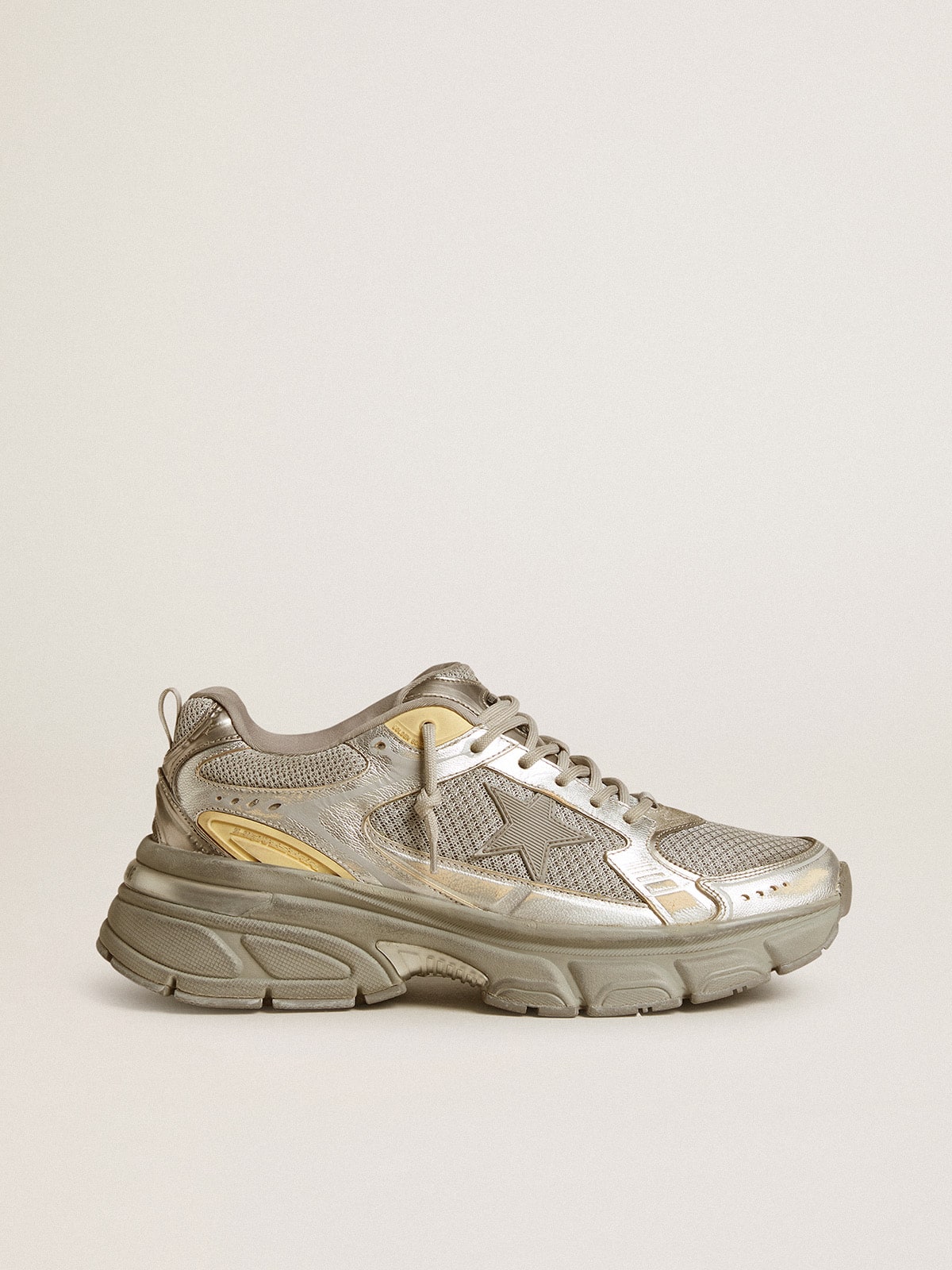 Women's Lightstar in metallic leather and silver mesh with gray star