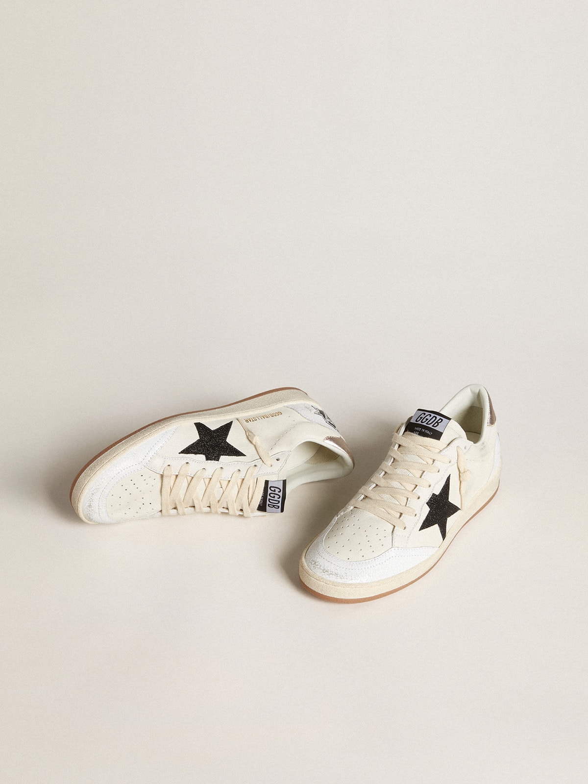 Women's Ball Star in nappa with glitter star and metallic nappa heel tab