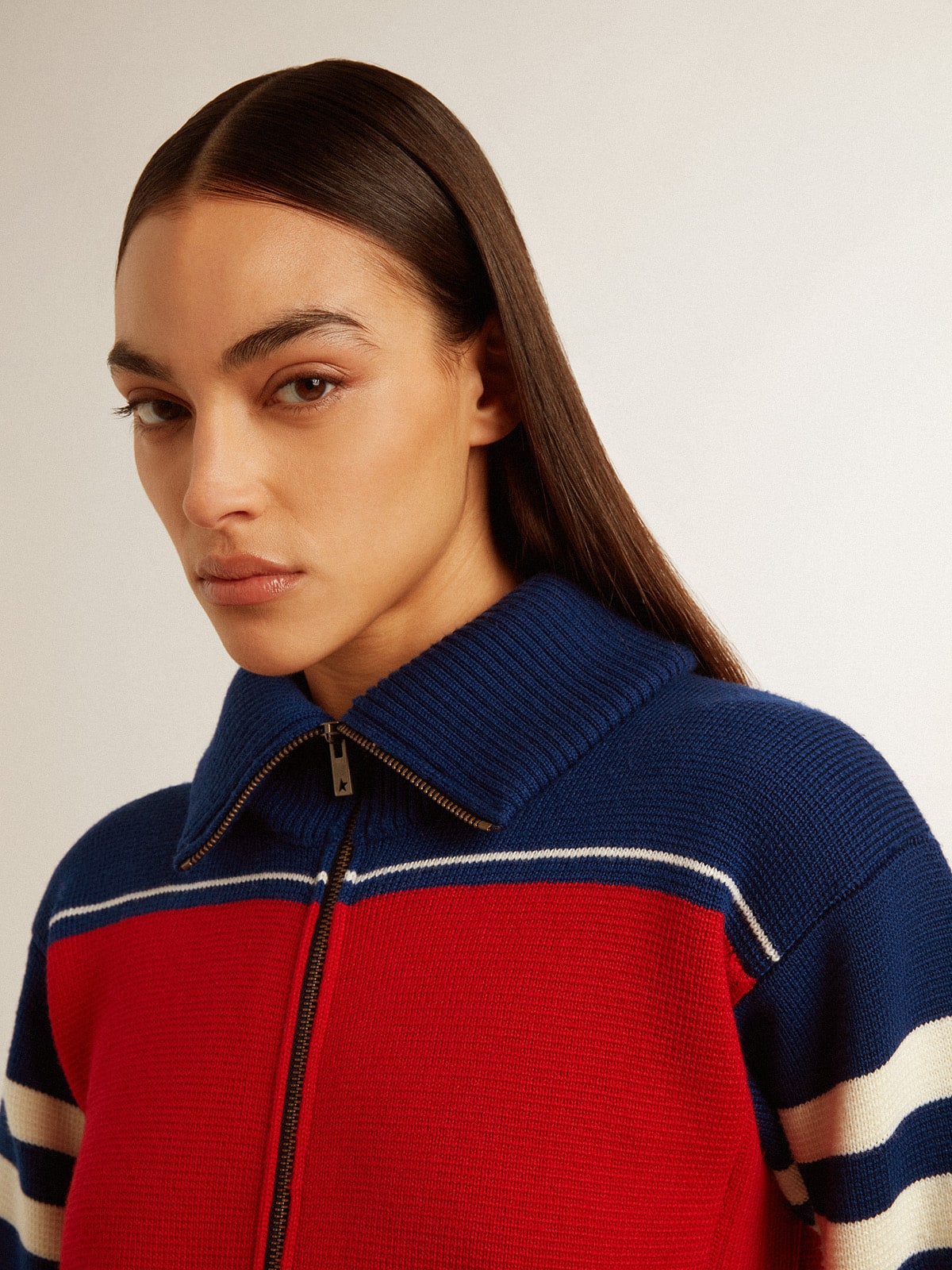 Women's multicolor striped wool cropped sweatshirt