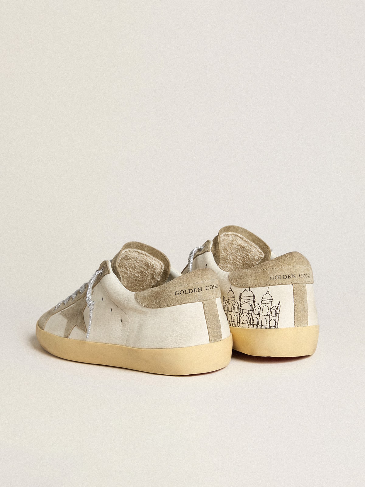 Women's Super-Star in nappa with ice-gray suede star and black embroidery