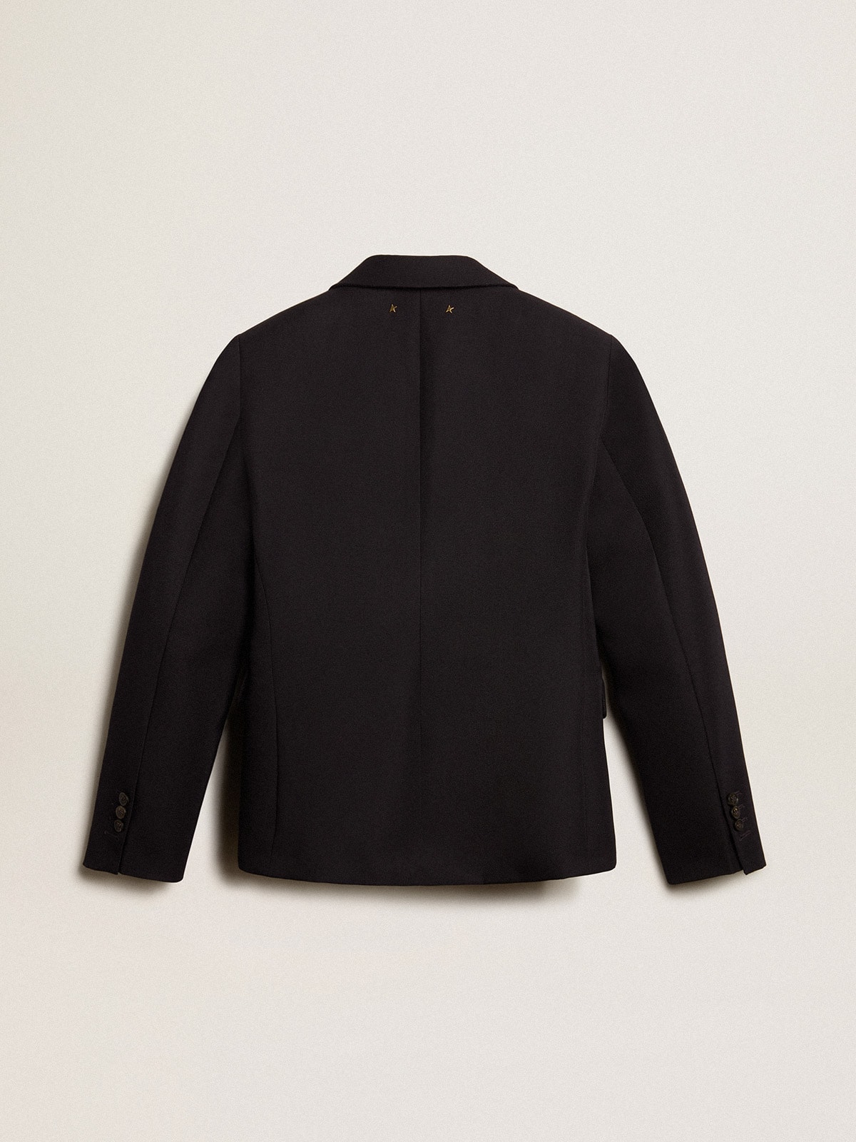 Women's single-breasted blazer in dark blue wool gabardine