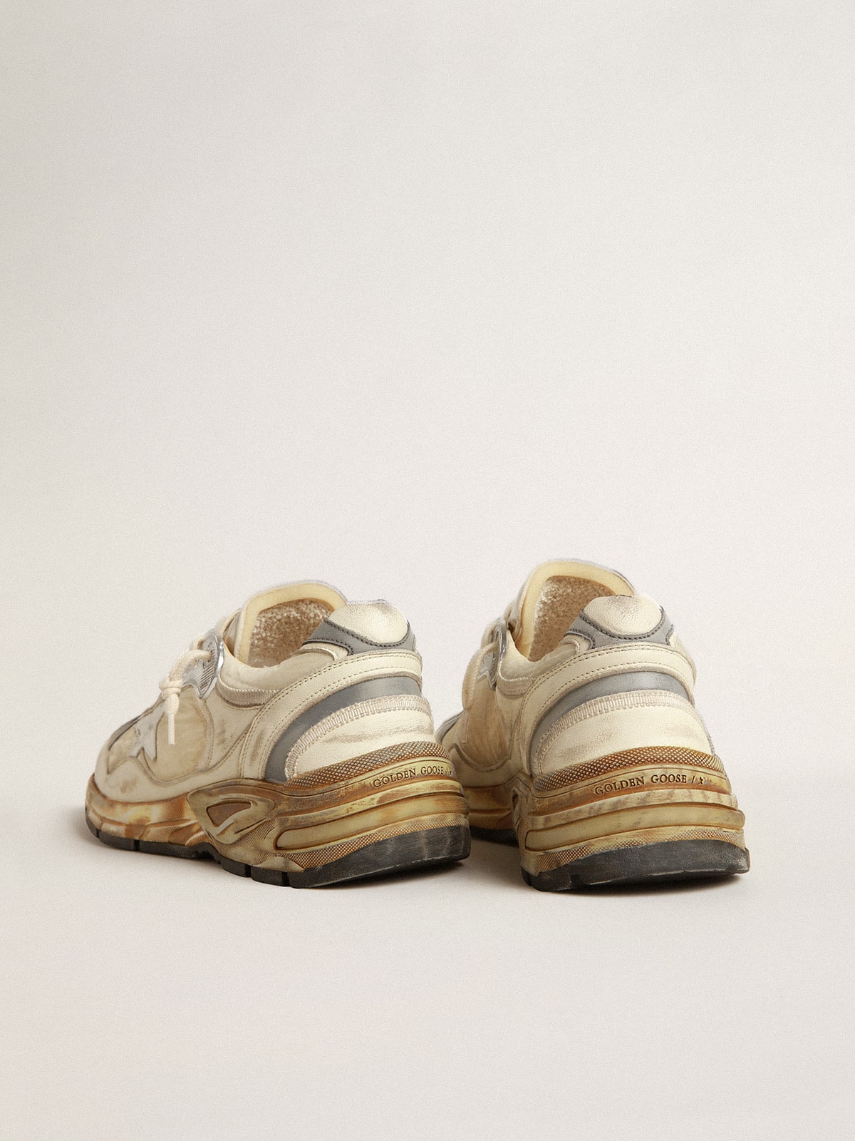 Men's Dad-Star in beige nappa and nylon with white leather star