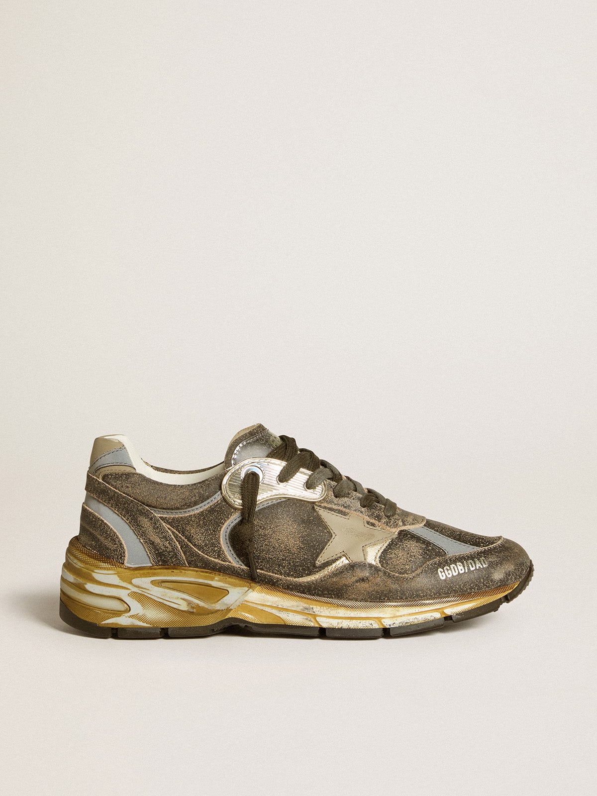 Women's Dad-Star in suede and nylon with khaki leather star and heel tab