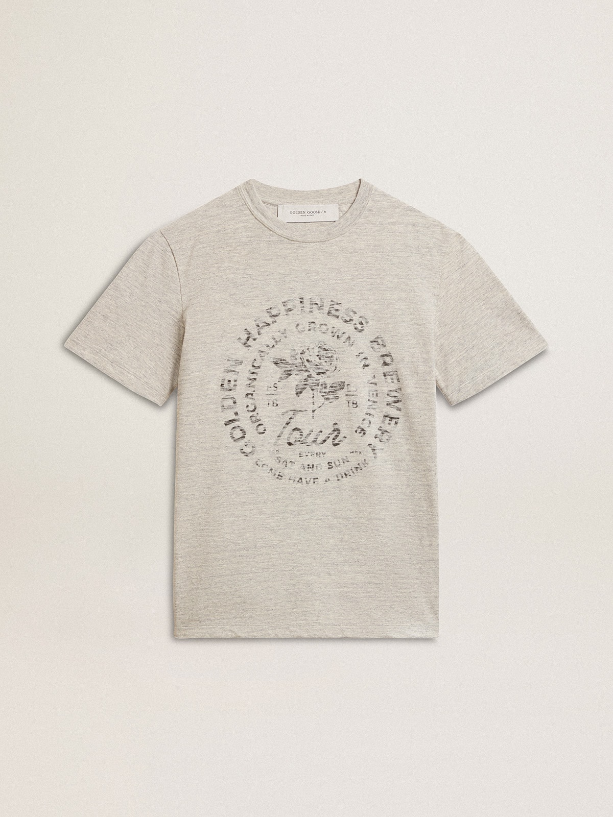 Women's T-shirt in gray melange cotton with seasonal print
