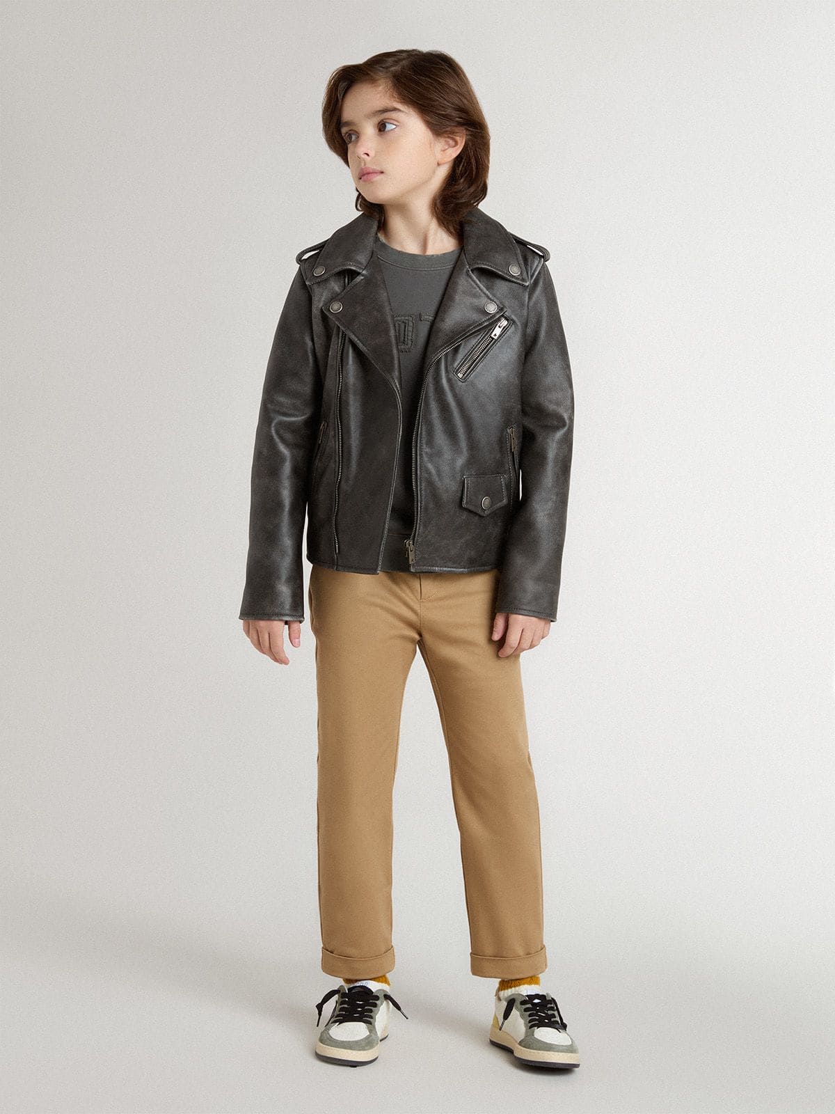 Kids' chinos in tobacco-colored cotton