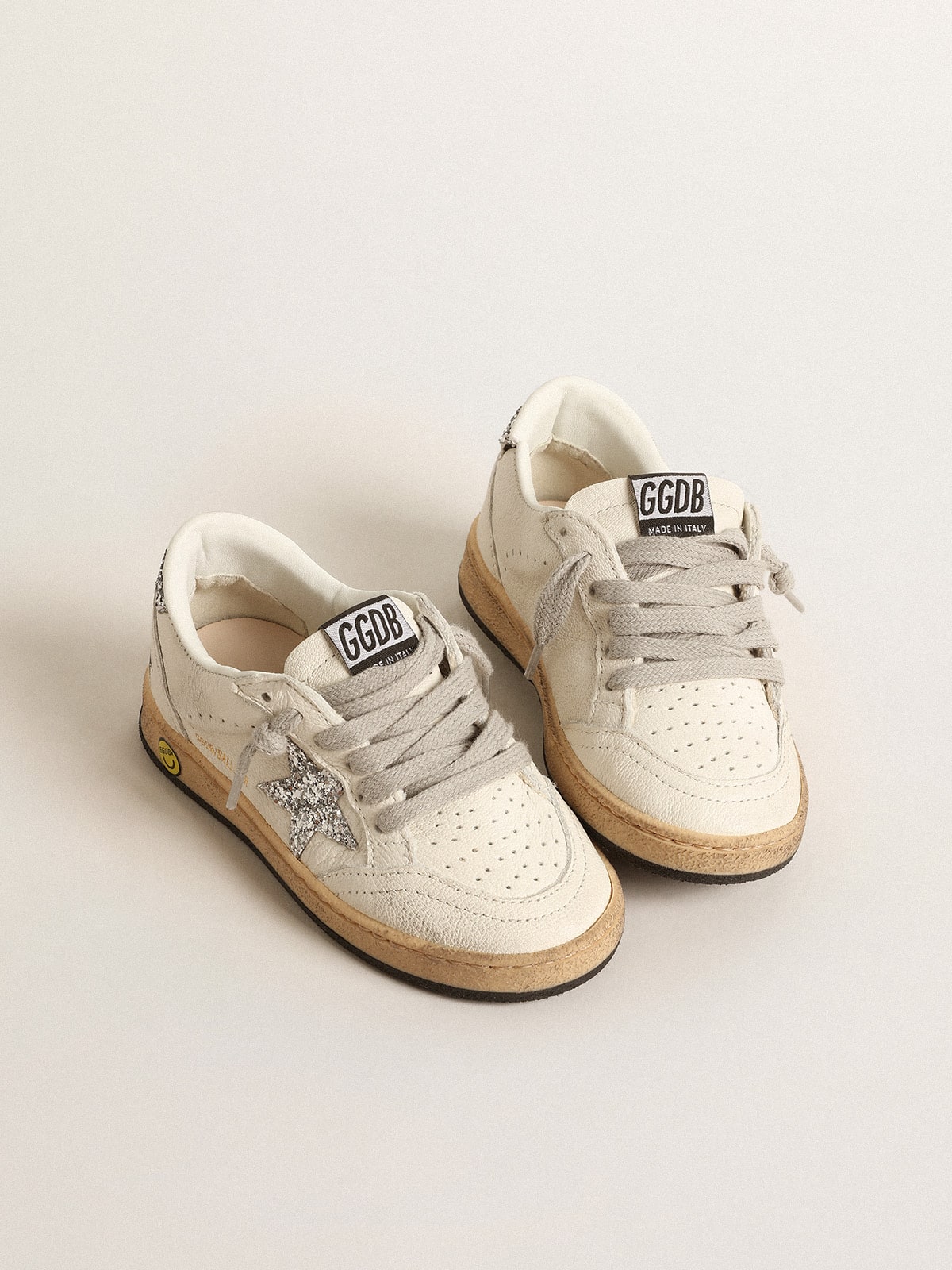Ball Star Young in nappa with silver glitter star and heel tab