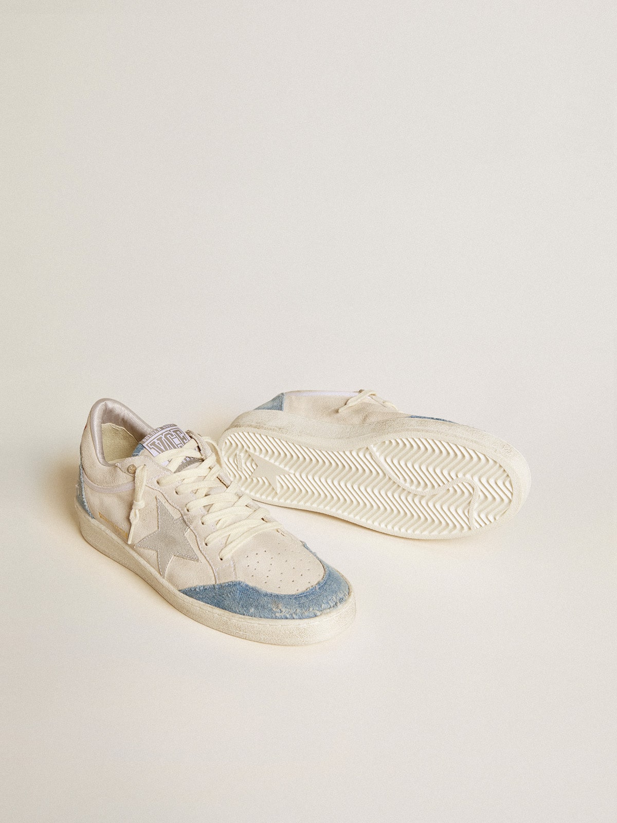 Ball Star LTD in suede with metallic leather star and denim inserts