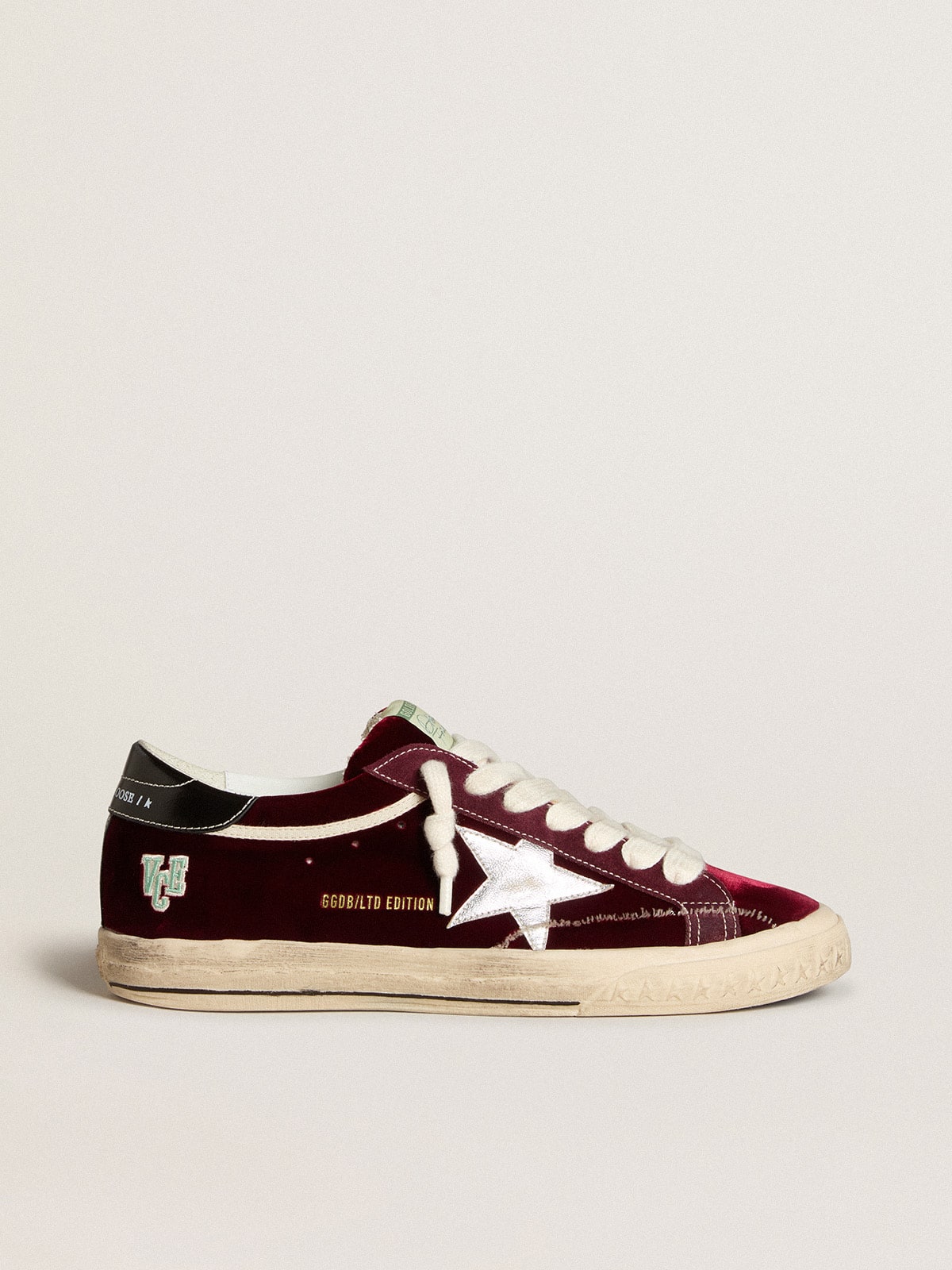 Men's Super-Star LTD in velvet with metallic leather star and heel tab