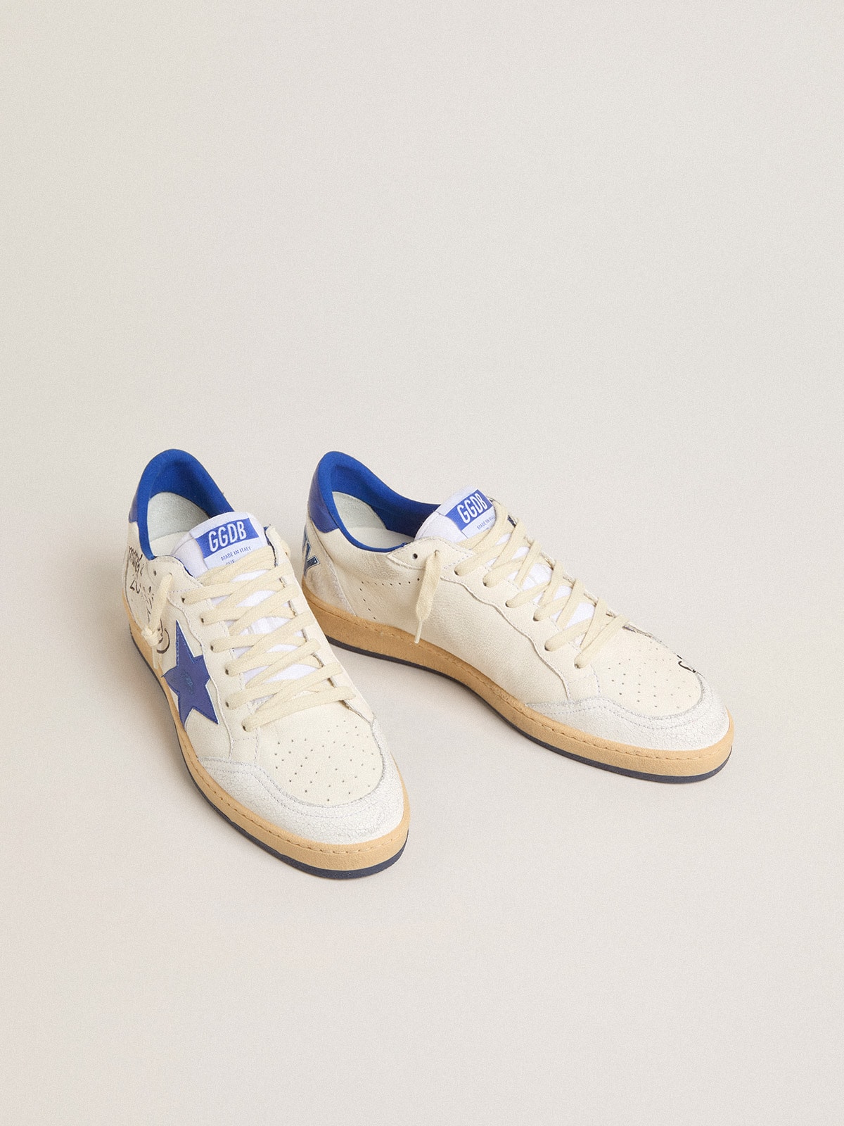 Women's Ball Star Wishes in white nappa leather with bright blue star and heel tab