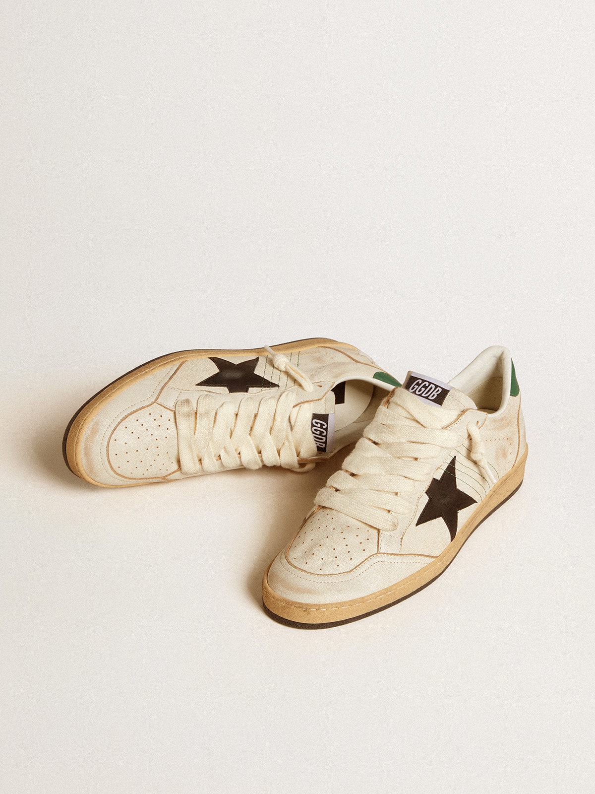 Men's Ball Star with black leather star and green leather heel tab