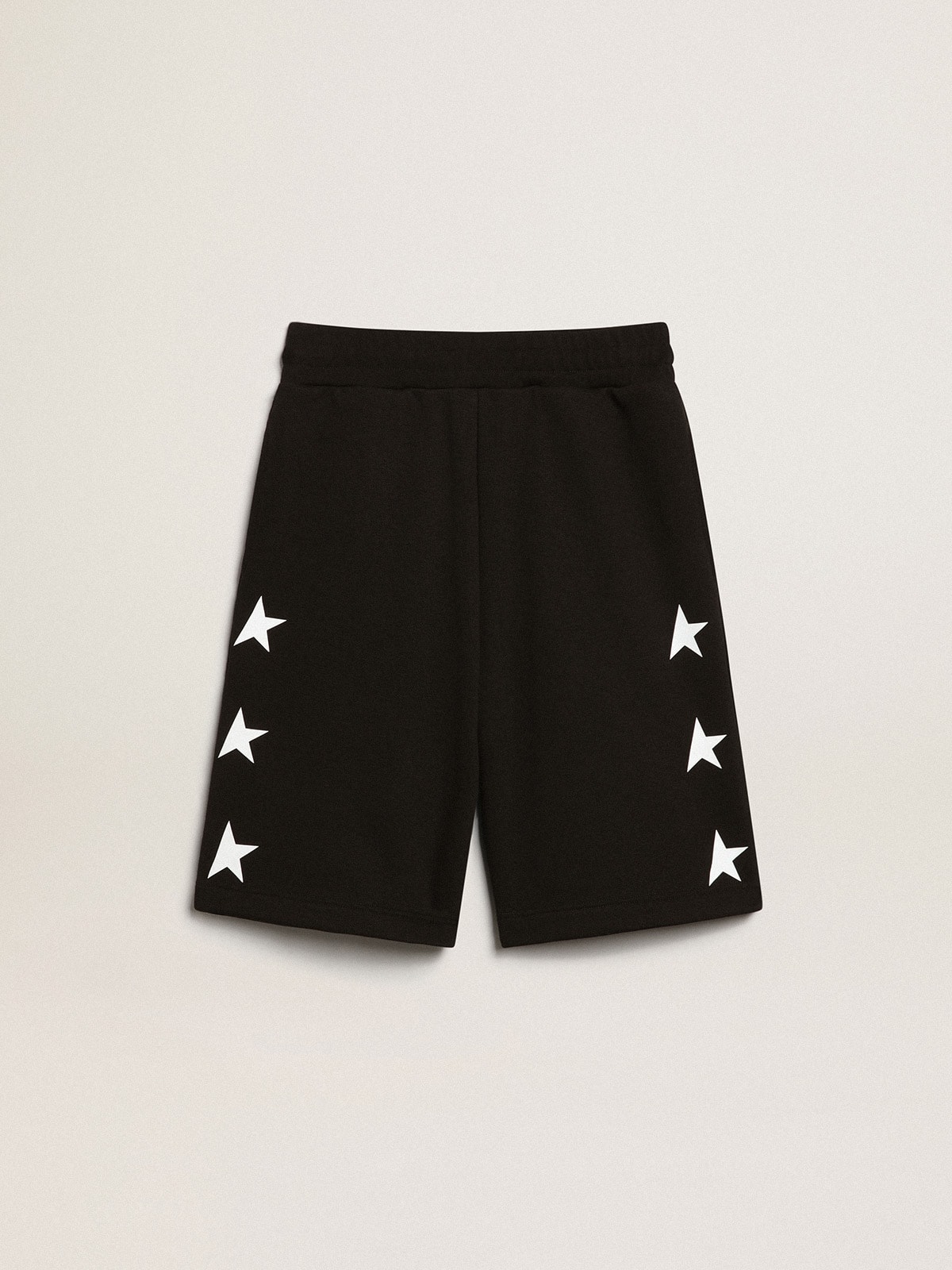 Boys' black Bermuda shorts with white stars