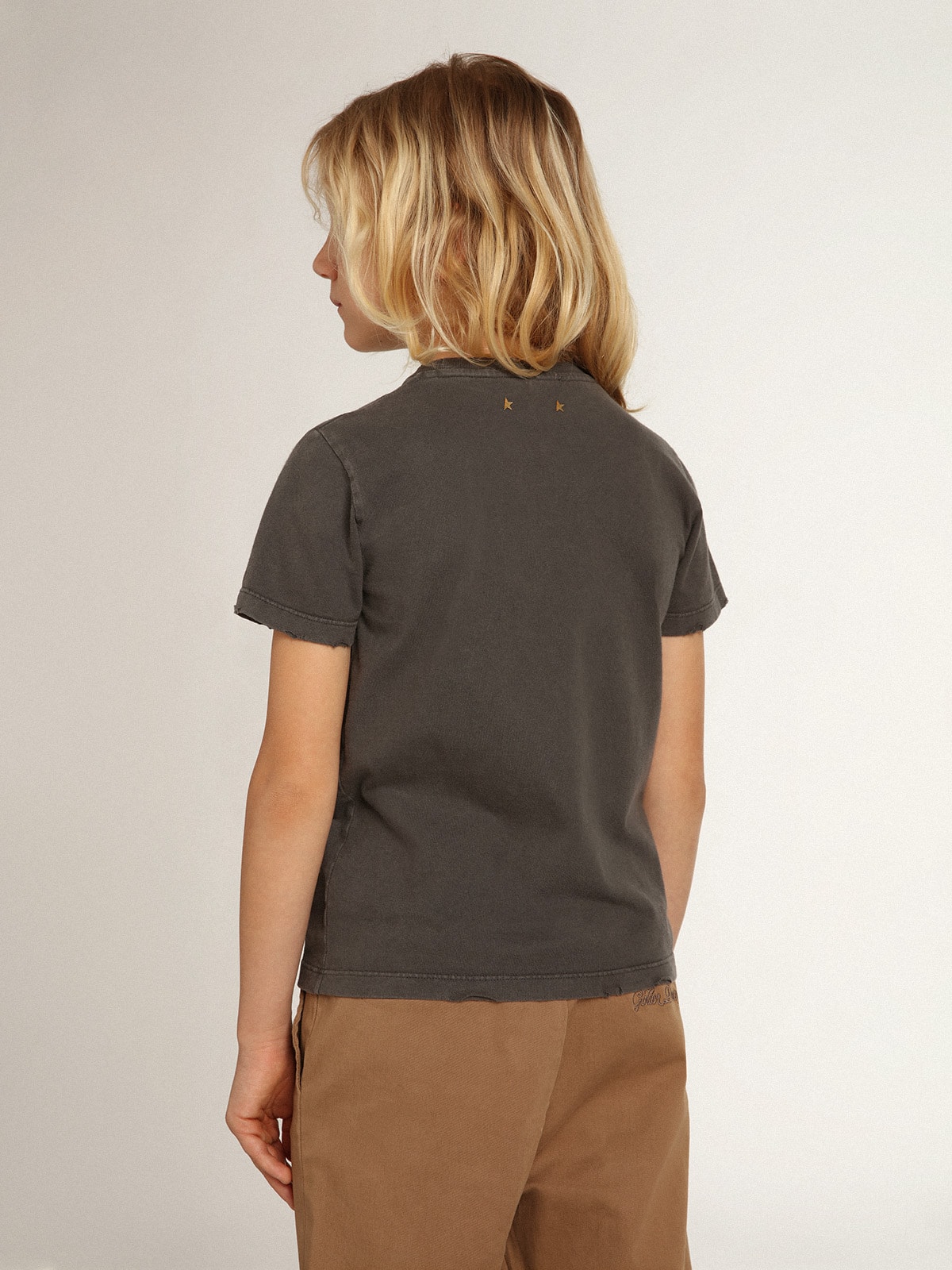 Boys' T-shirt in gray with distressed treatment