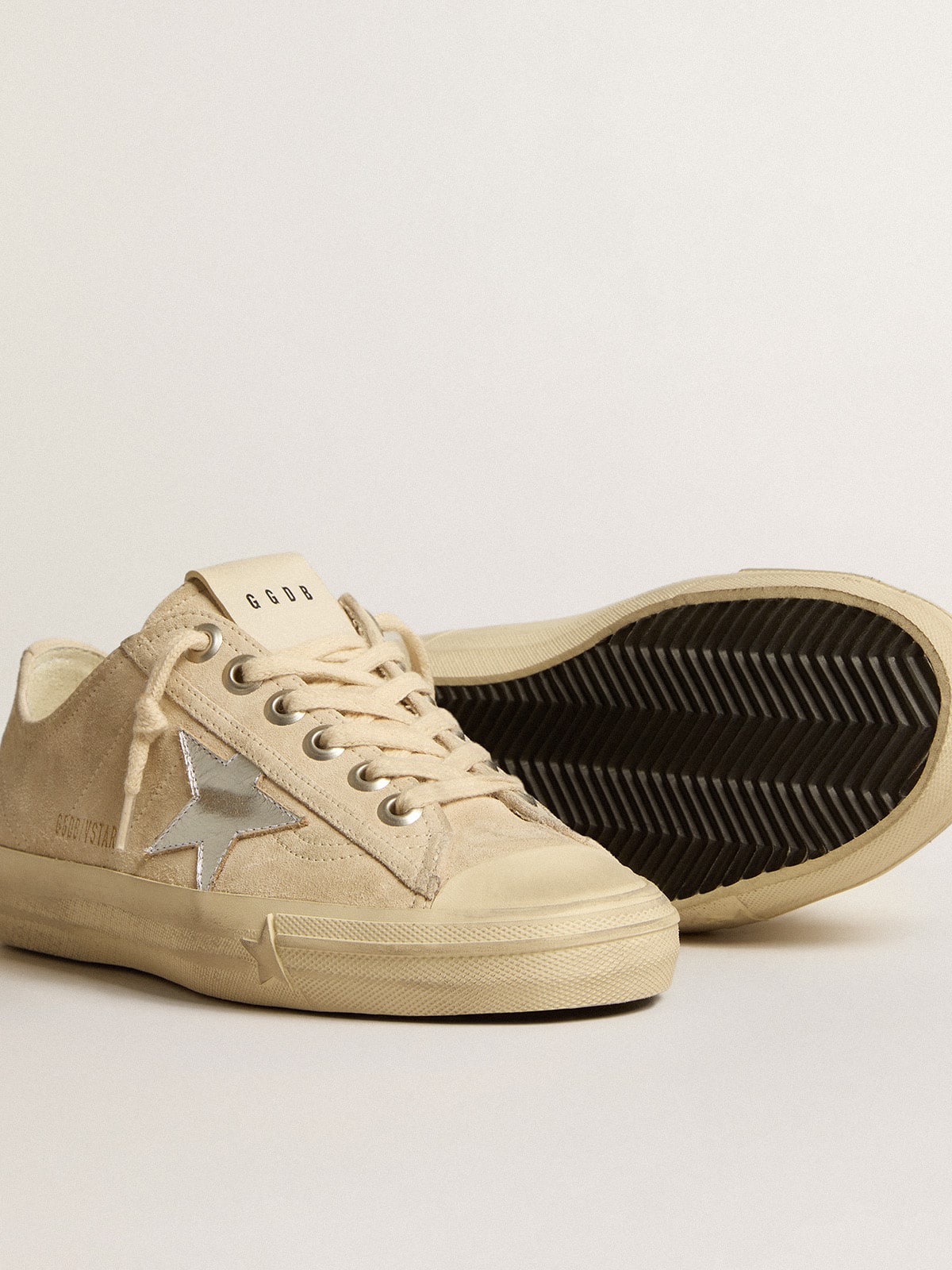 Women's V-Star in pearl suede with silver metallic leather star