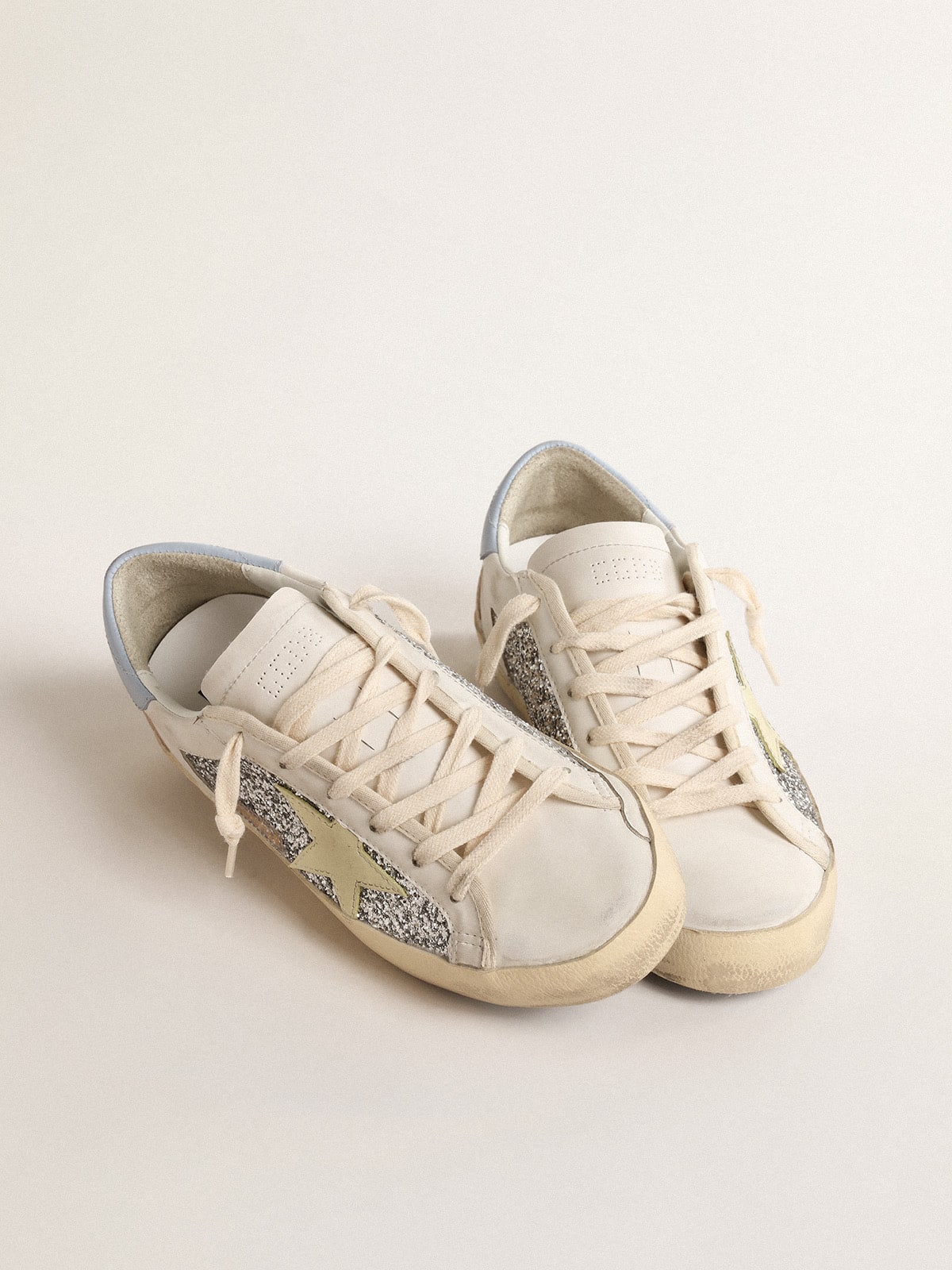 Bio-based Super-Star with silver glitter and yellow leather star