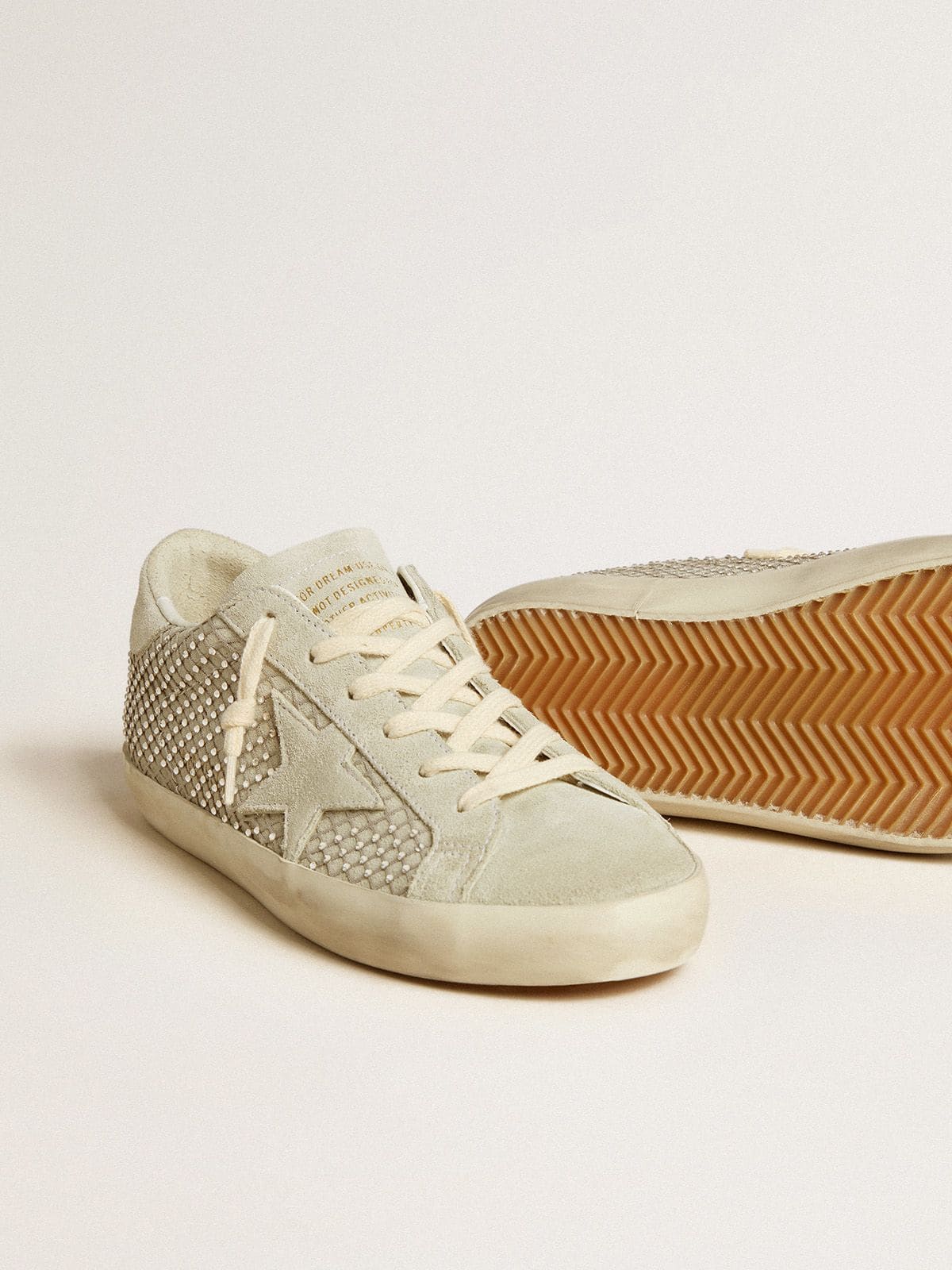 Women's Super-Star with gray suede star and Swarovski crystal mesh