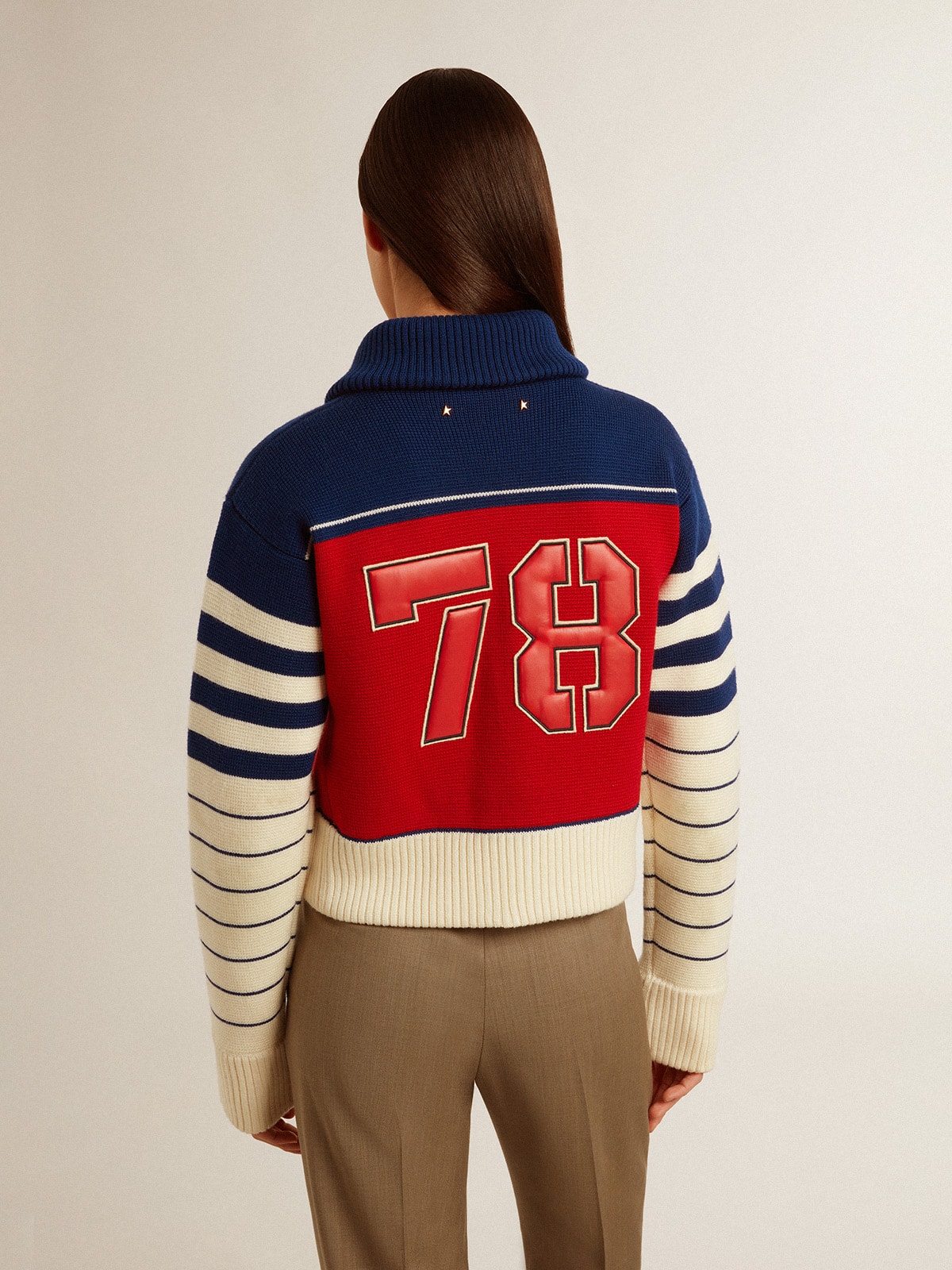 Women's multicolor striped wool cropped sweatshirt