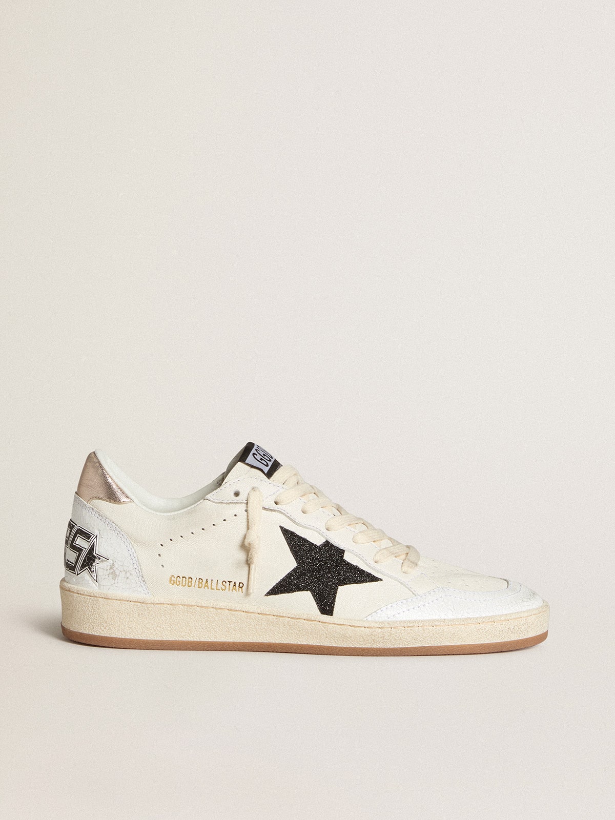 Women's Ball Star in nappa with glitter star and metallic nappa heel tab