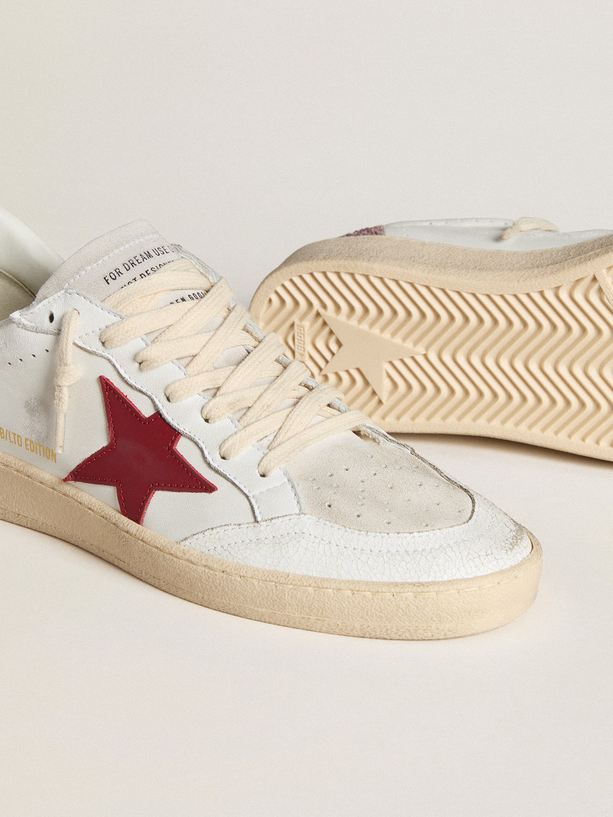 Women's Ball Star LTD with red leather star and pink glitter heel tab