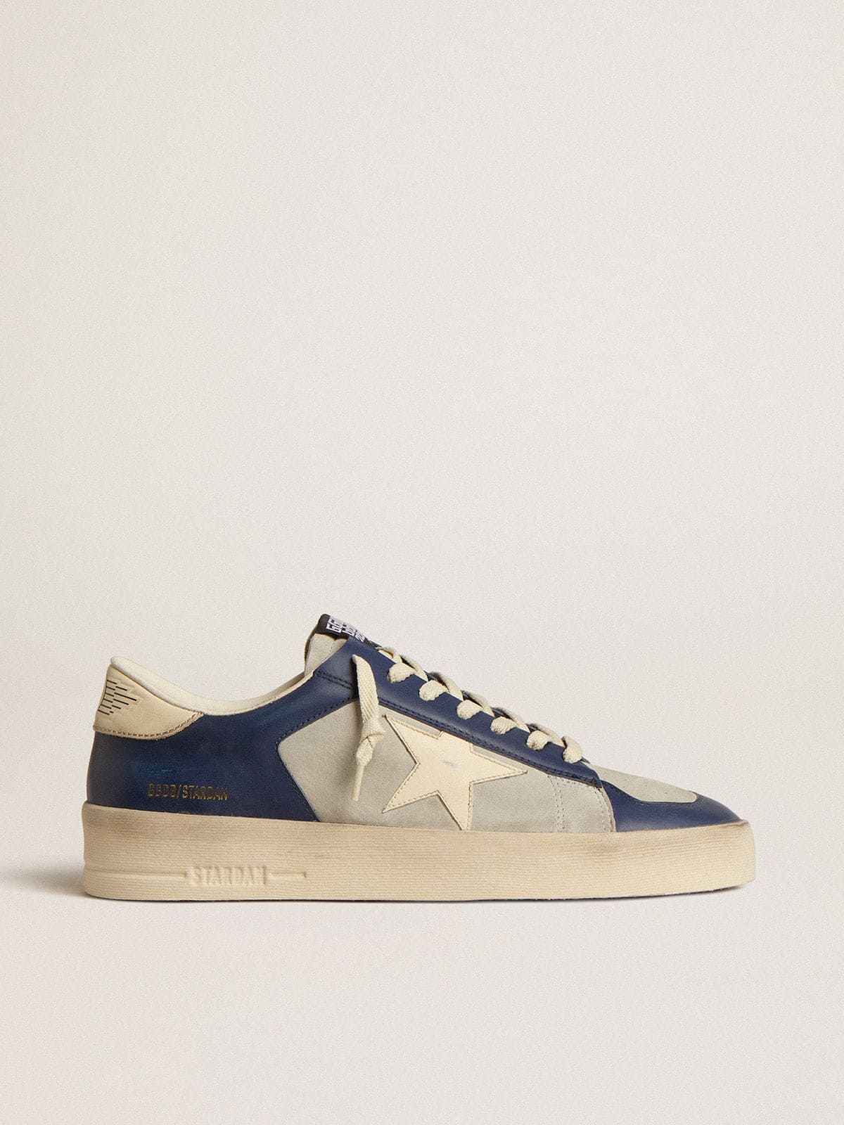 Men's Stardan in grey and blue leather with cream-colored star and heel tab