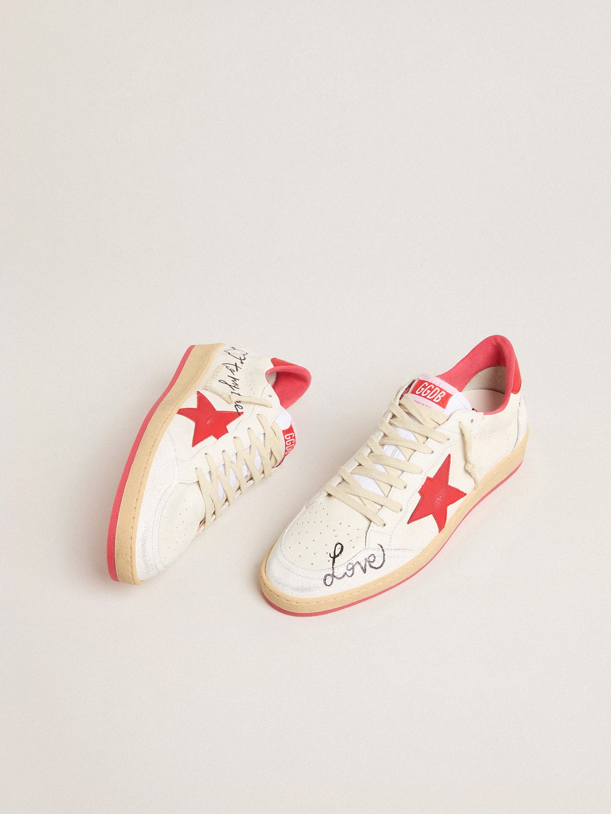 Women's Ball Star  Wishes in white leather with a red star and heel tab