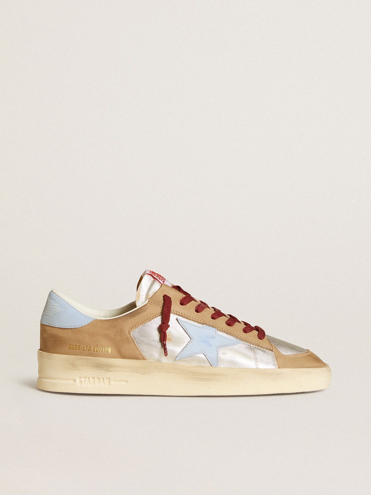 Men's silver Stardan LTD with light blue leather star and nubuck inserts