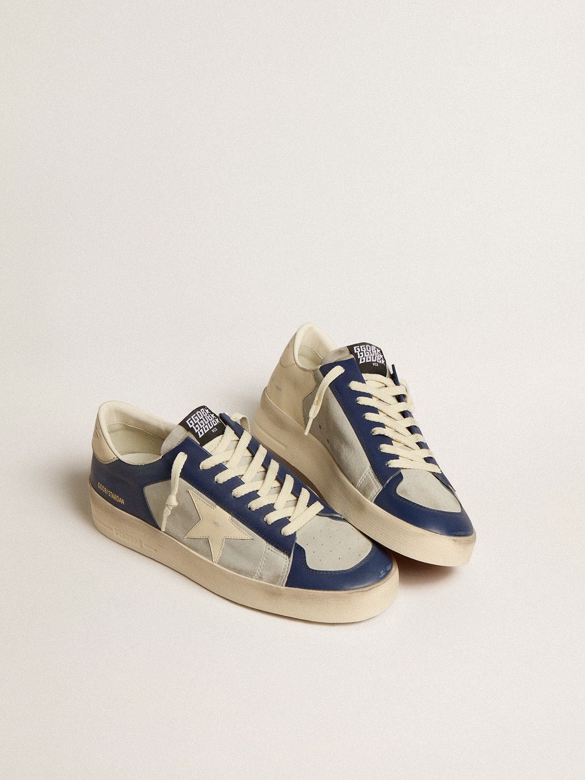 Men's Stardan in grey and blue leather with cream-colored star and heel tab