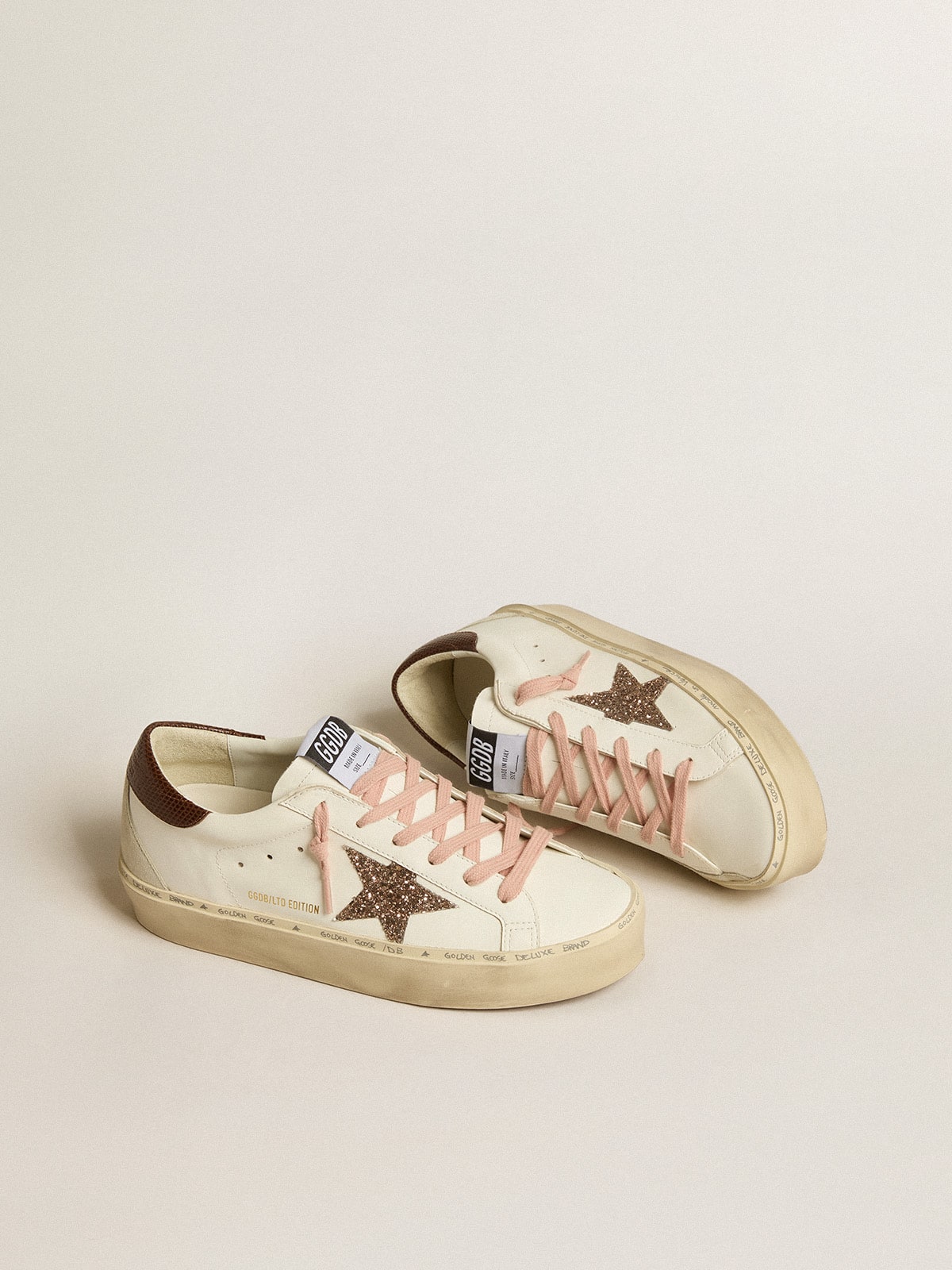 Women's Hi Star LTD with glitter star and brown lizard-print heel tab