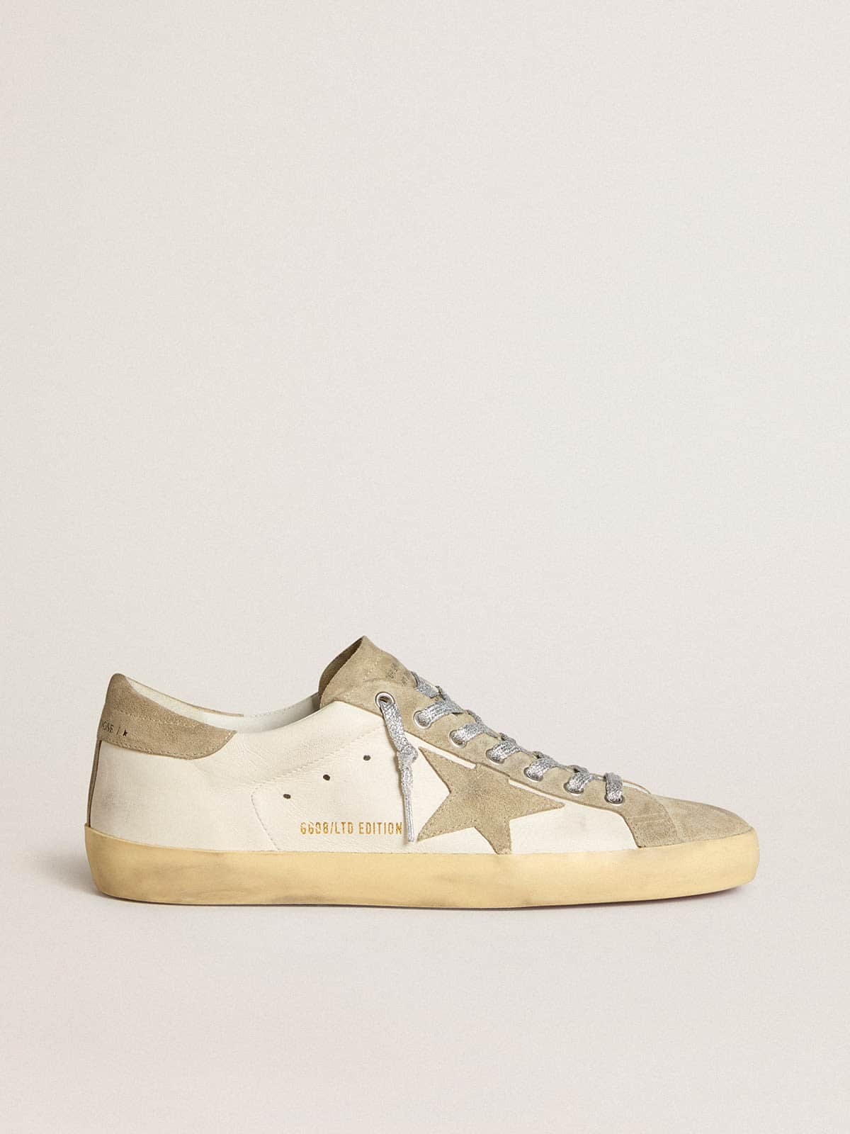Women's Super-Star in nappa with ice-gray suede star and black embroidery