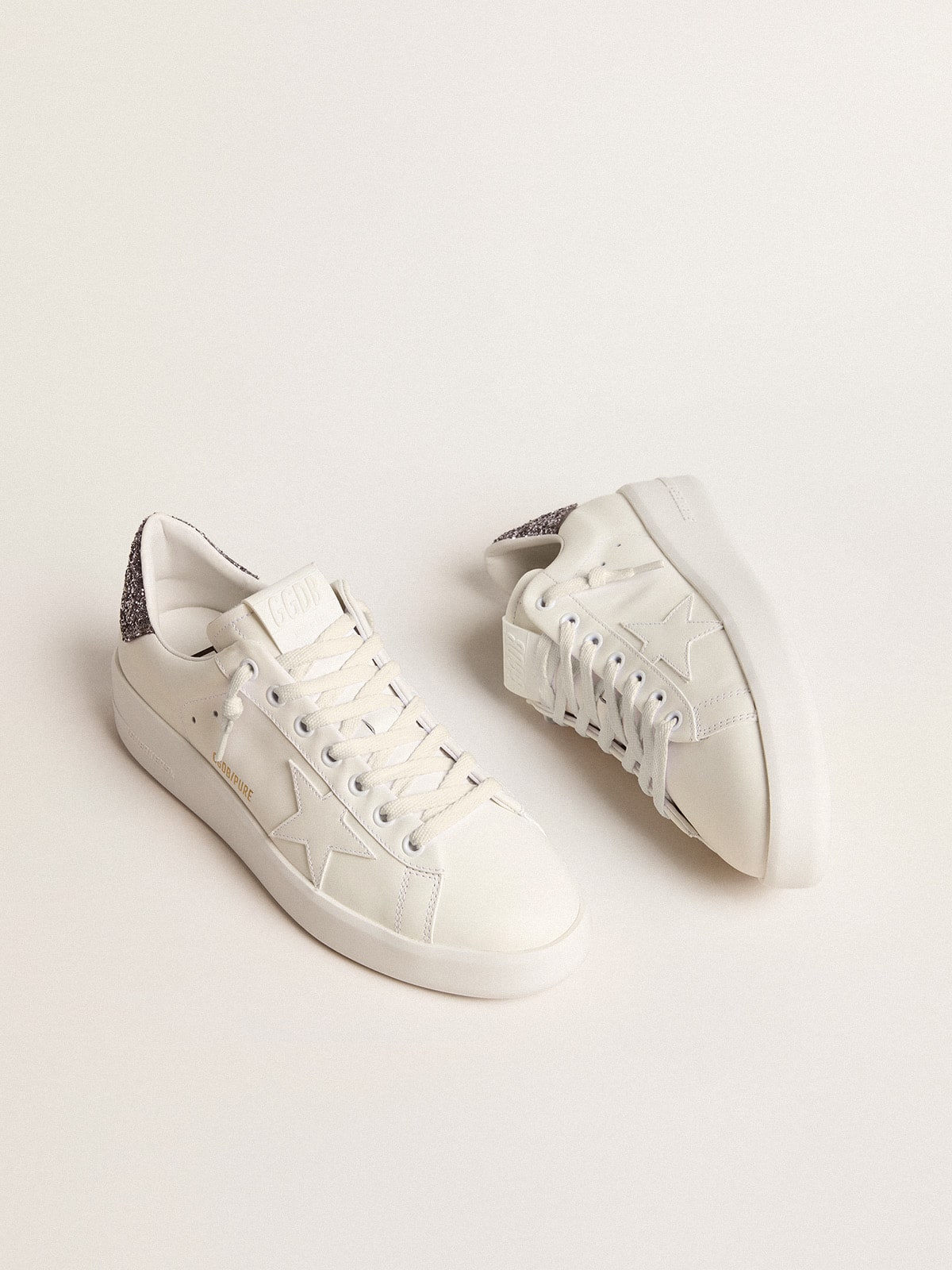 Women's Purestar with white leather star and anthracite glitter heel tab